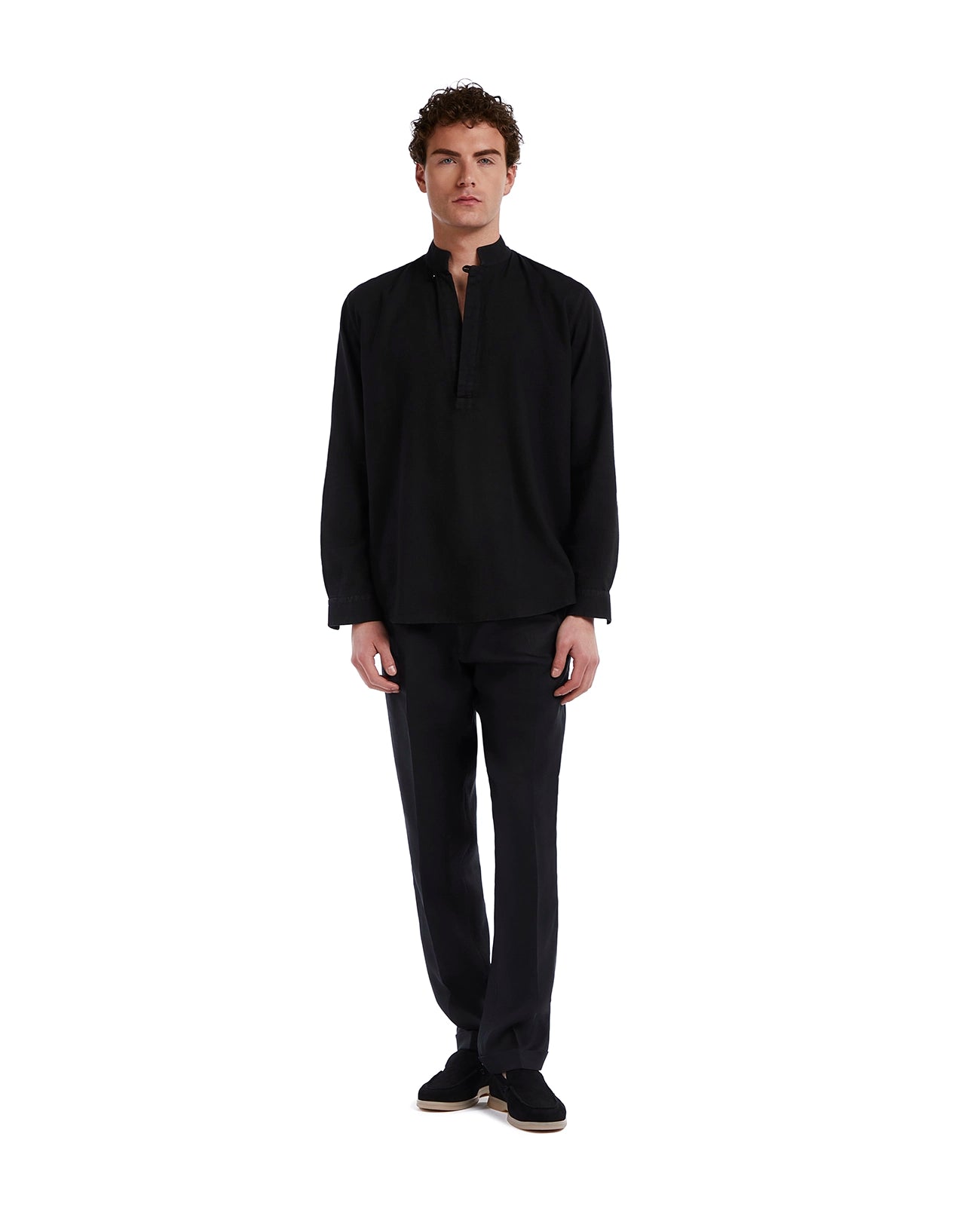 Waikiki Shirt in Black Linen and Cotton