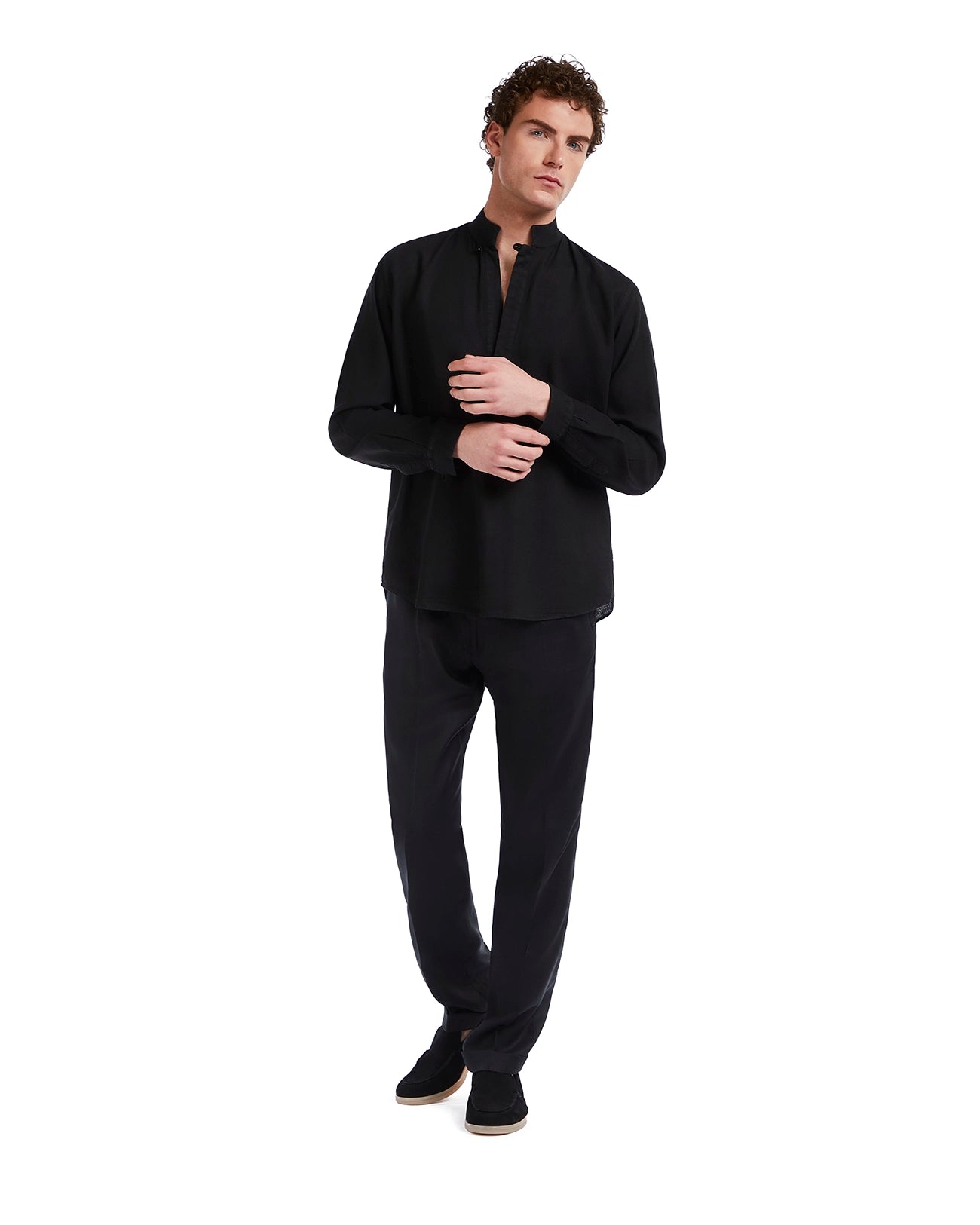 Waikiki Shirt in Black Linen and Cotton