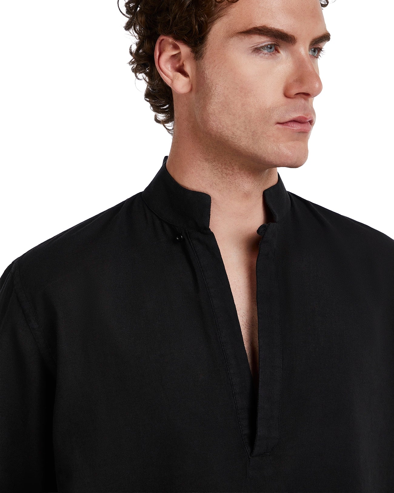 Waikiki Shirt in Black Linen and Cotton