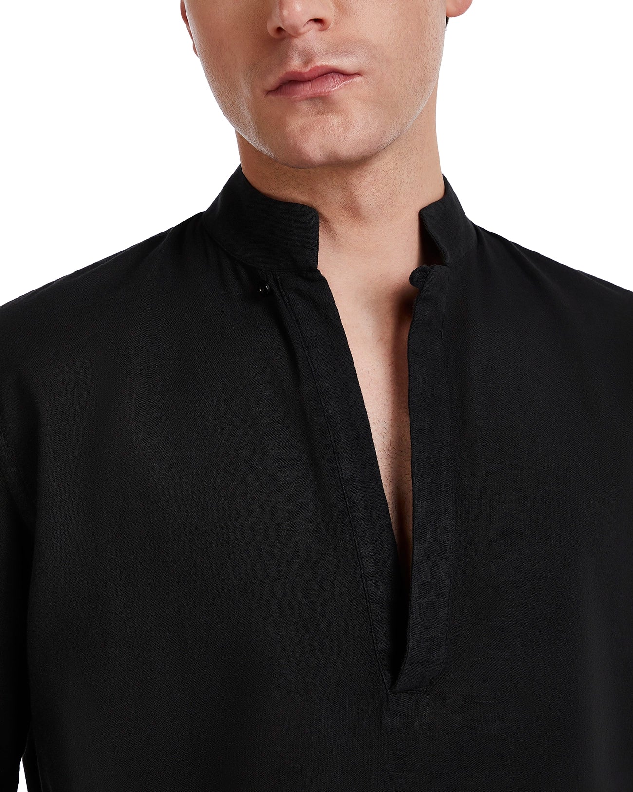 Waikiki Shirt in Black Linen and Cotton