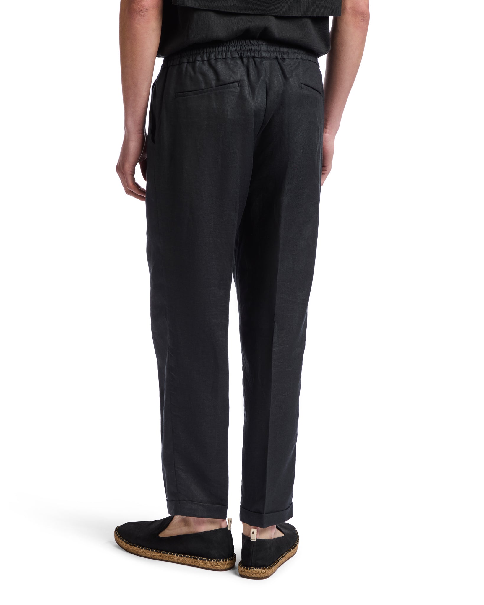 Pantalón ancho Cary de lino puro negro