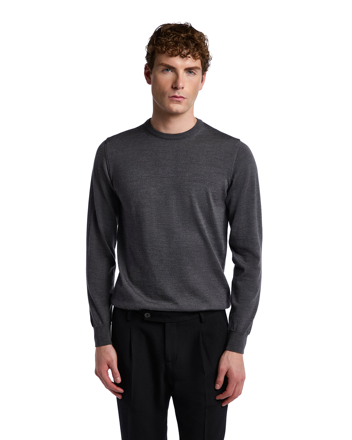 Girocollo Furore in lana merino Tollegno grigio chiaro