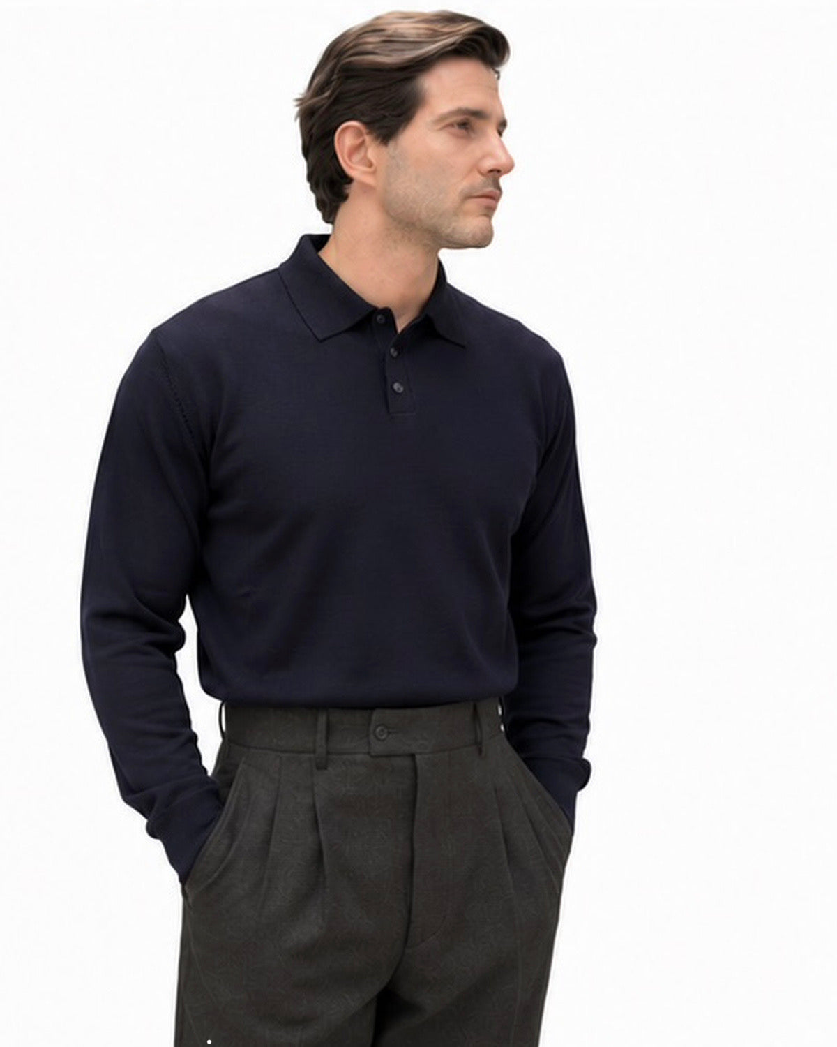 Polo Rovigo in Tollegno wool blue