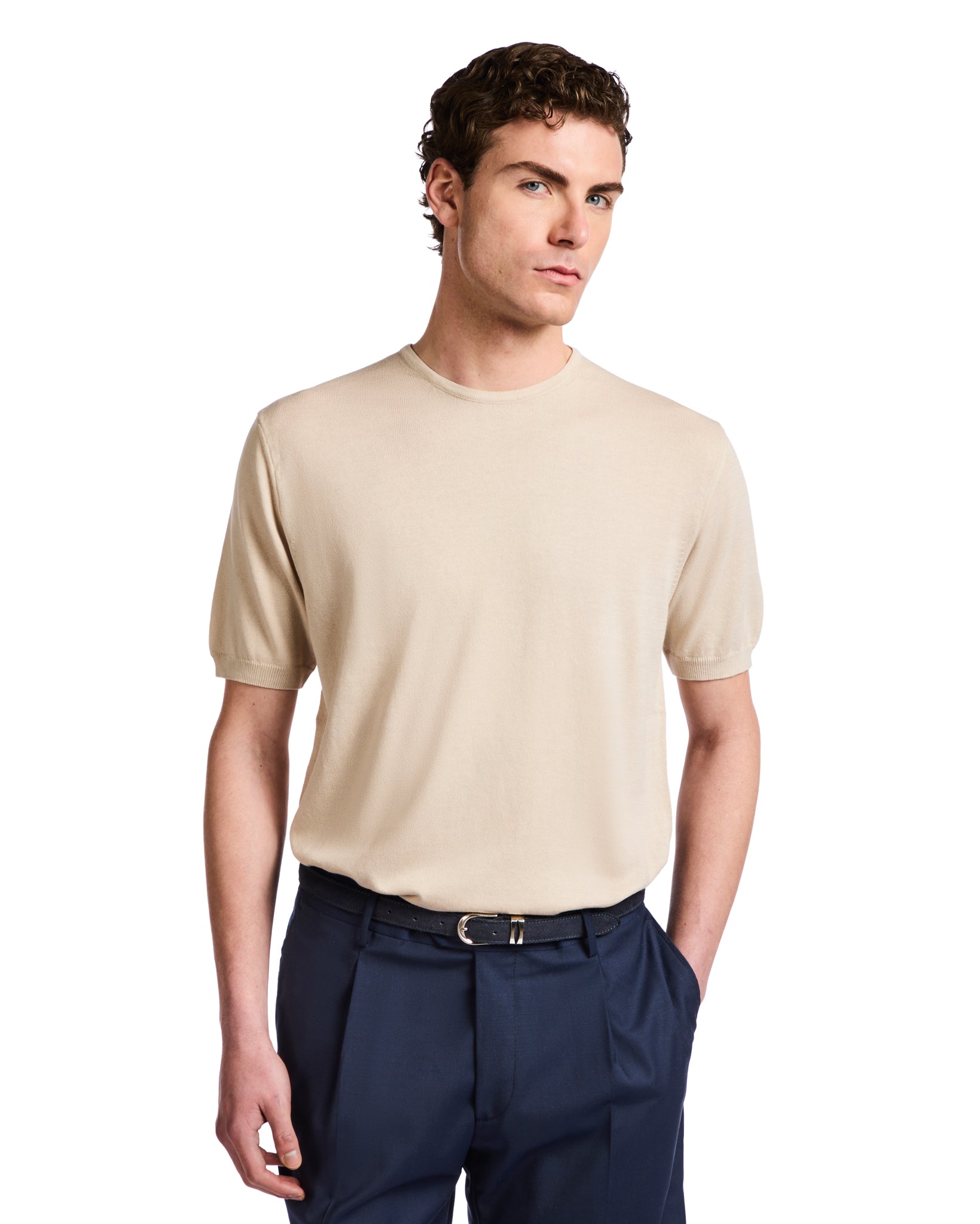 Jannik beige knitted t-shirt