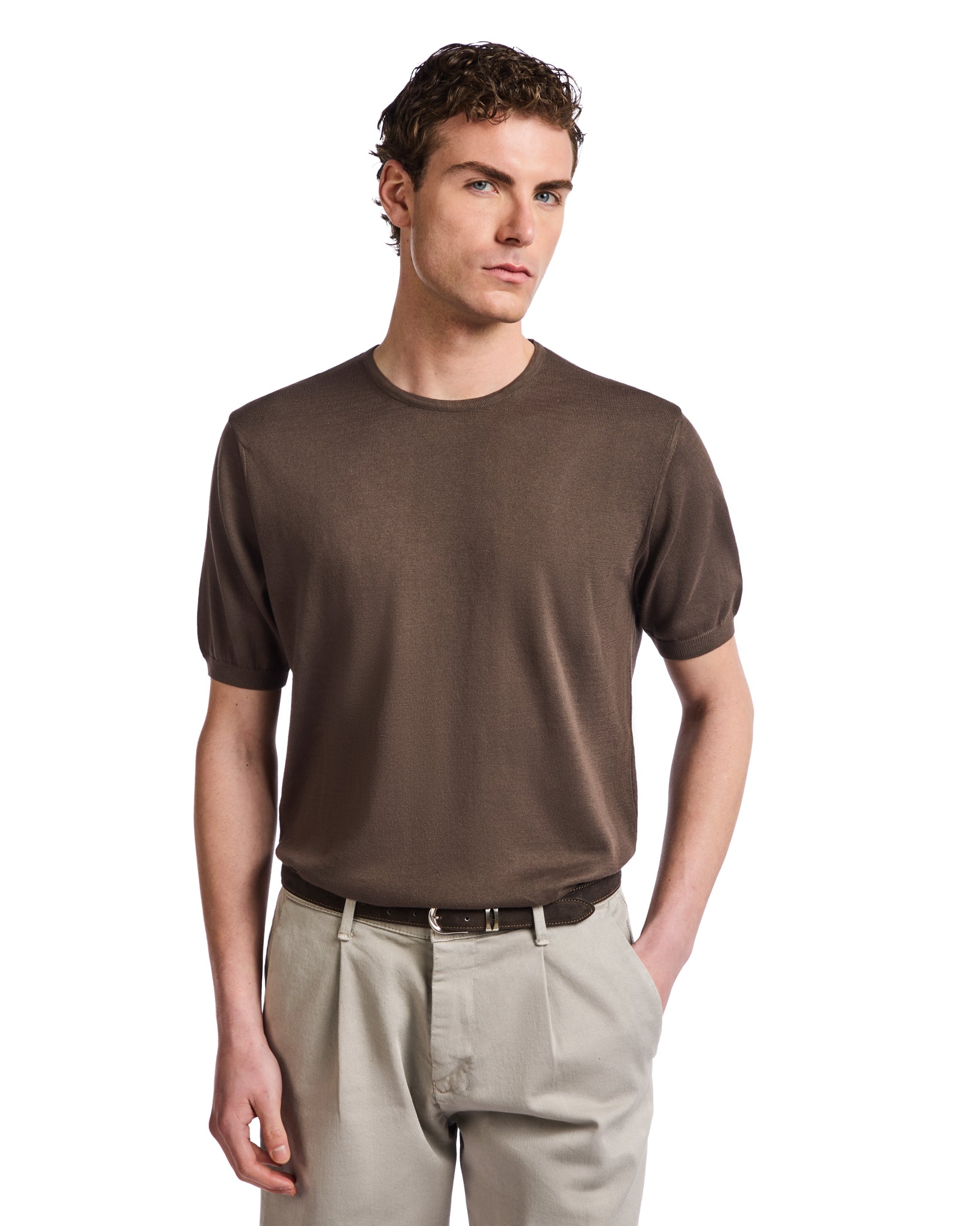 Jannik T-shirt in dark brown knit