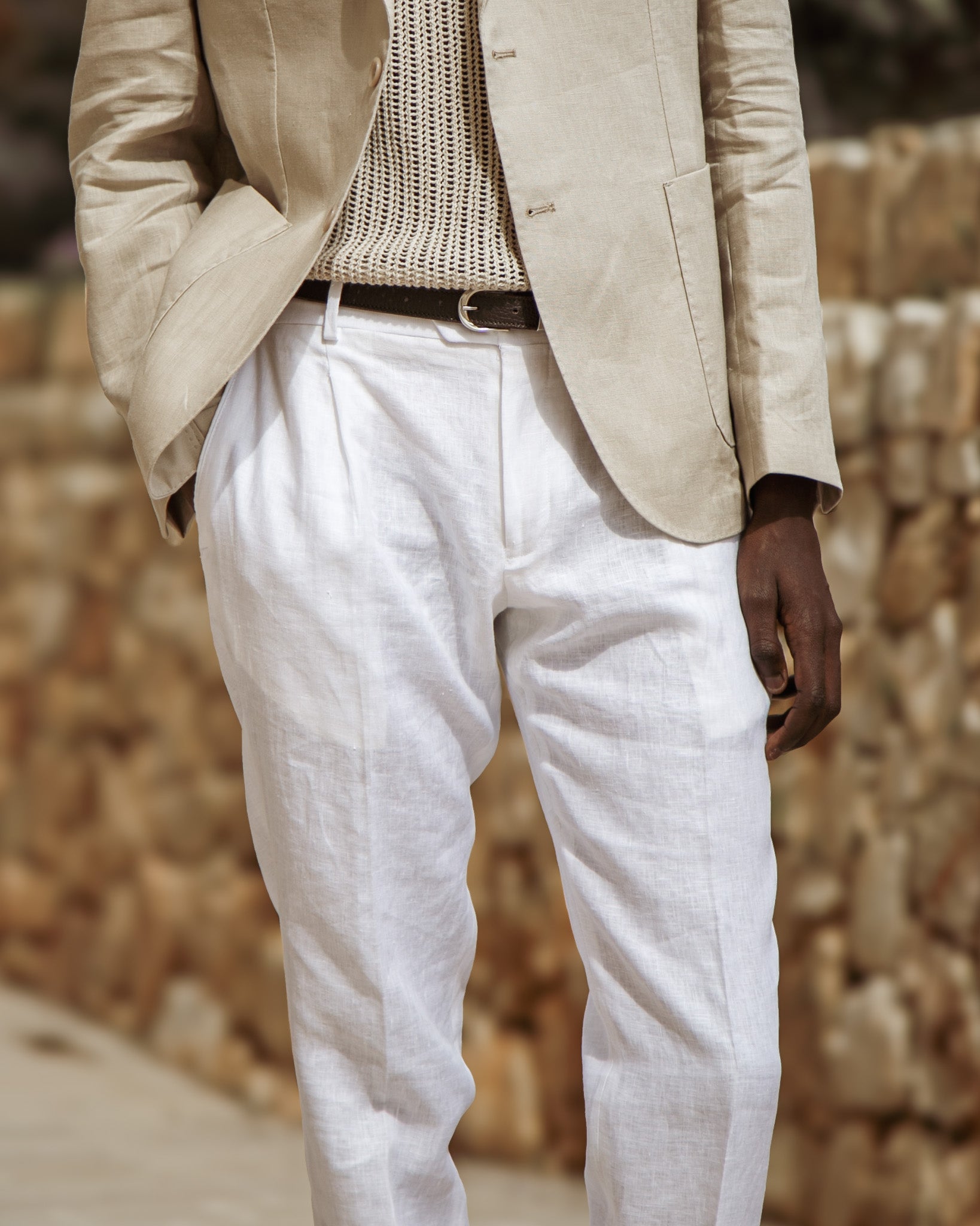 Lev - pantalon en pur lin blanc