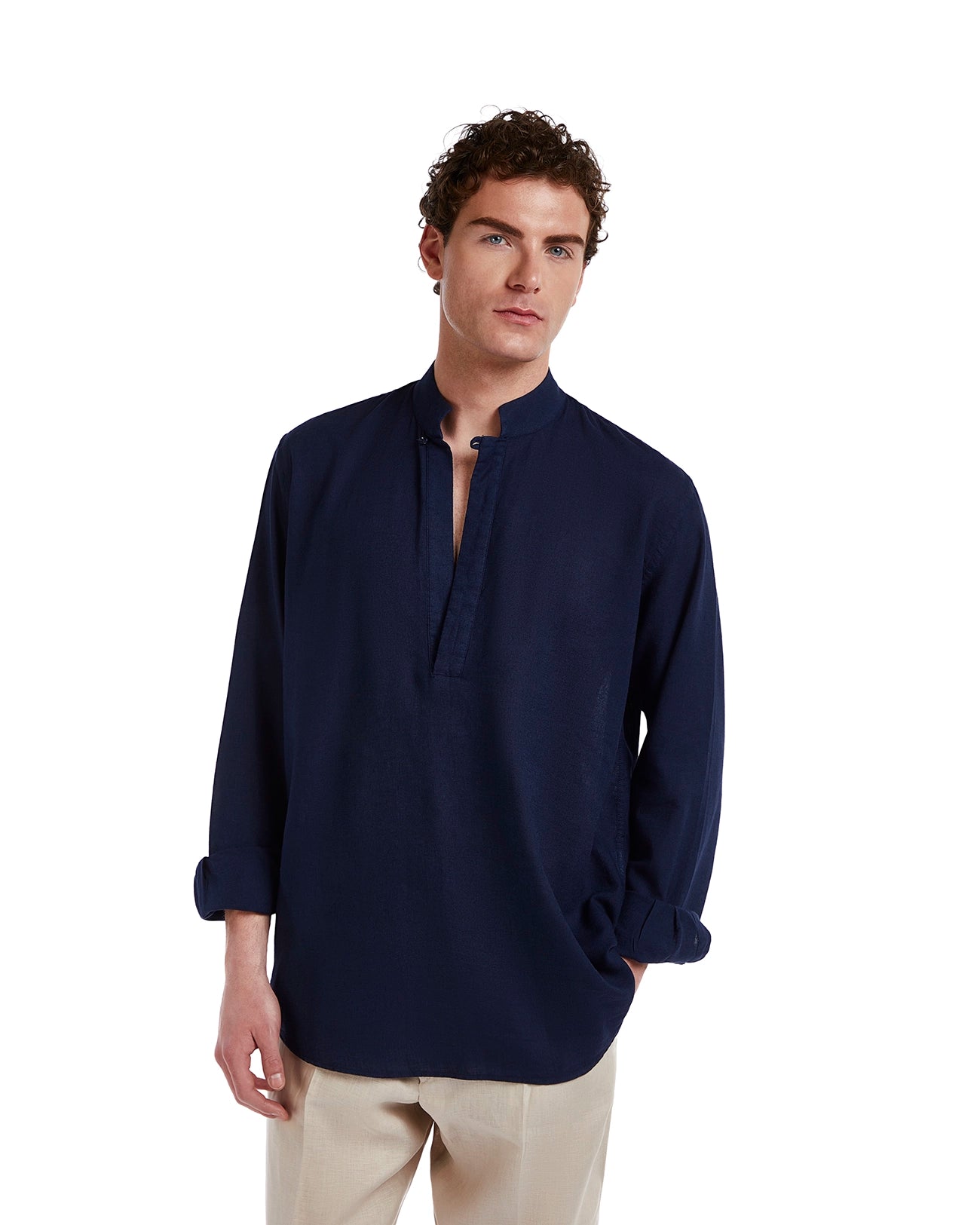 Waikiki shirt in blue linen and cotton