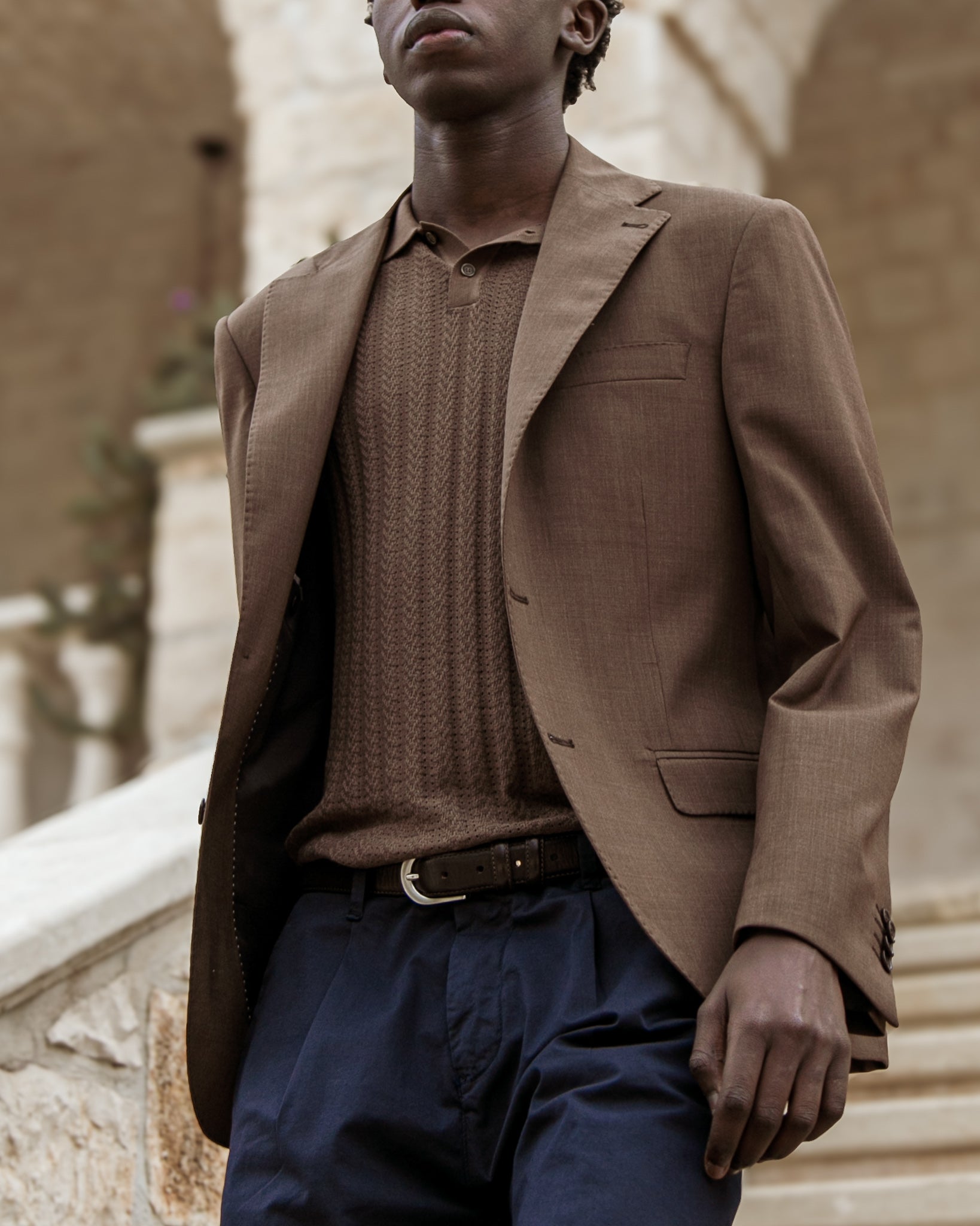 Pedro - polo perforé tabac