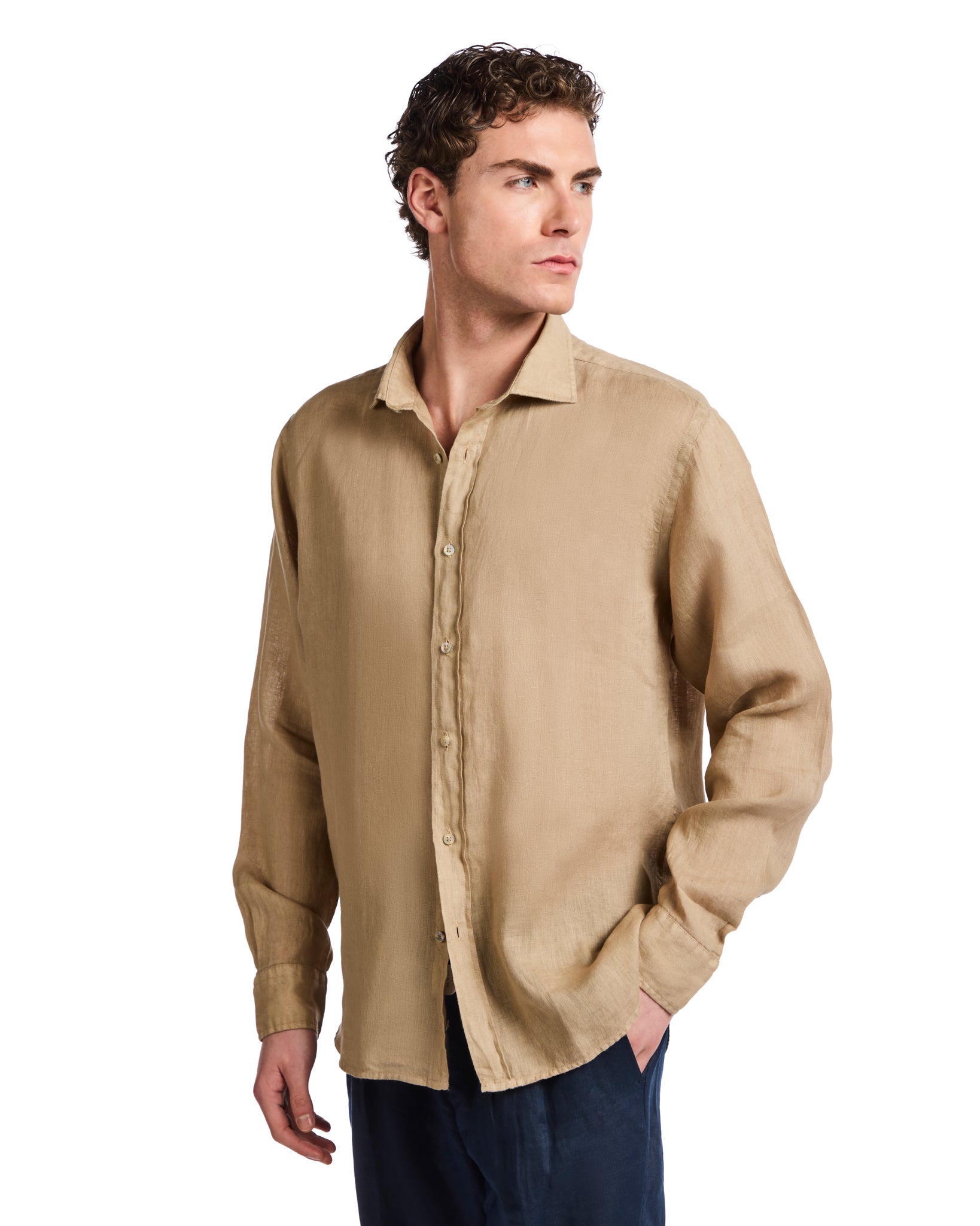 Montecarlo - camisa beige puro lino