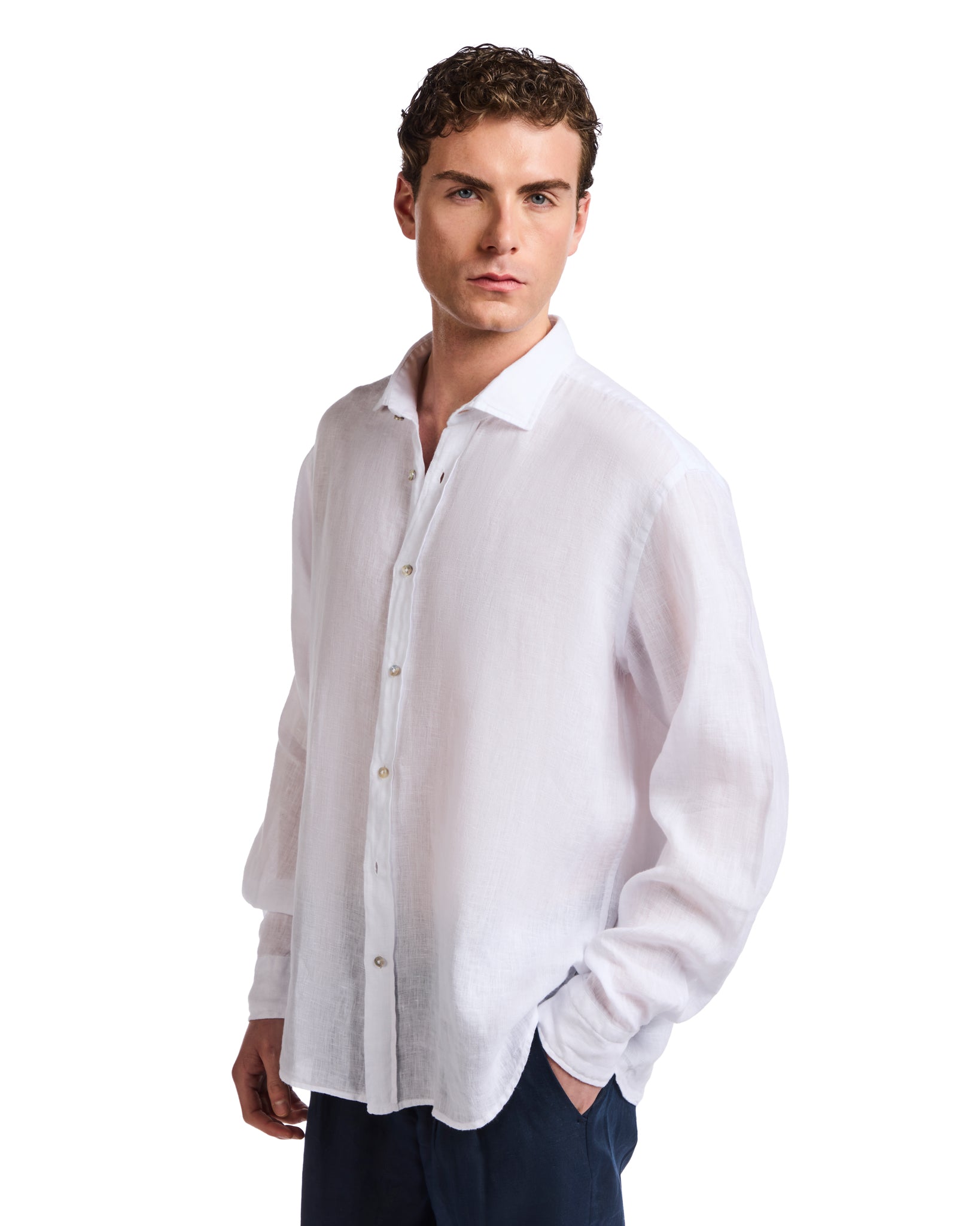 Chemise Montecarlo en lin blanc pur