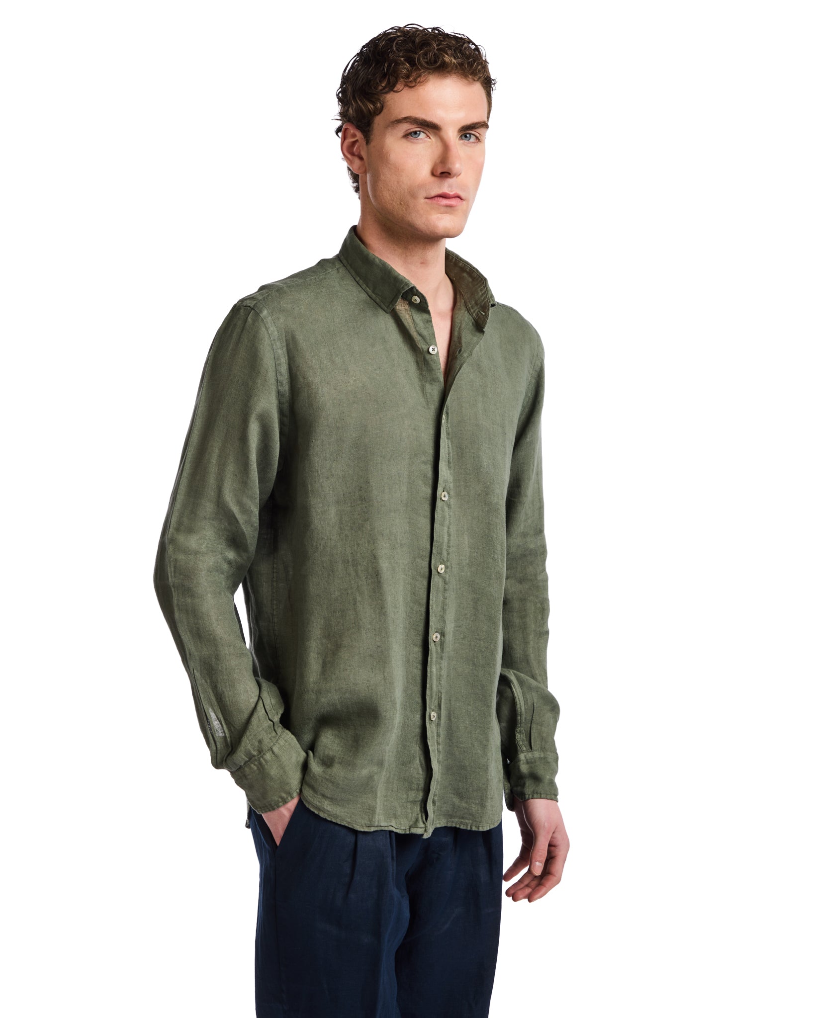 Chemise Montecarlo en pur lin militaire