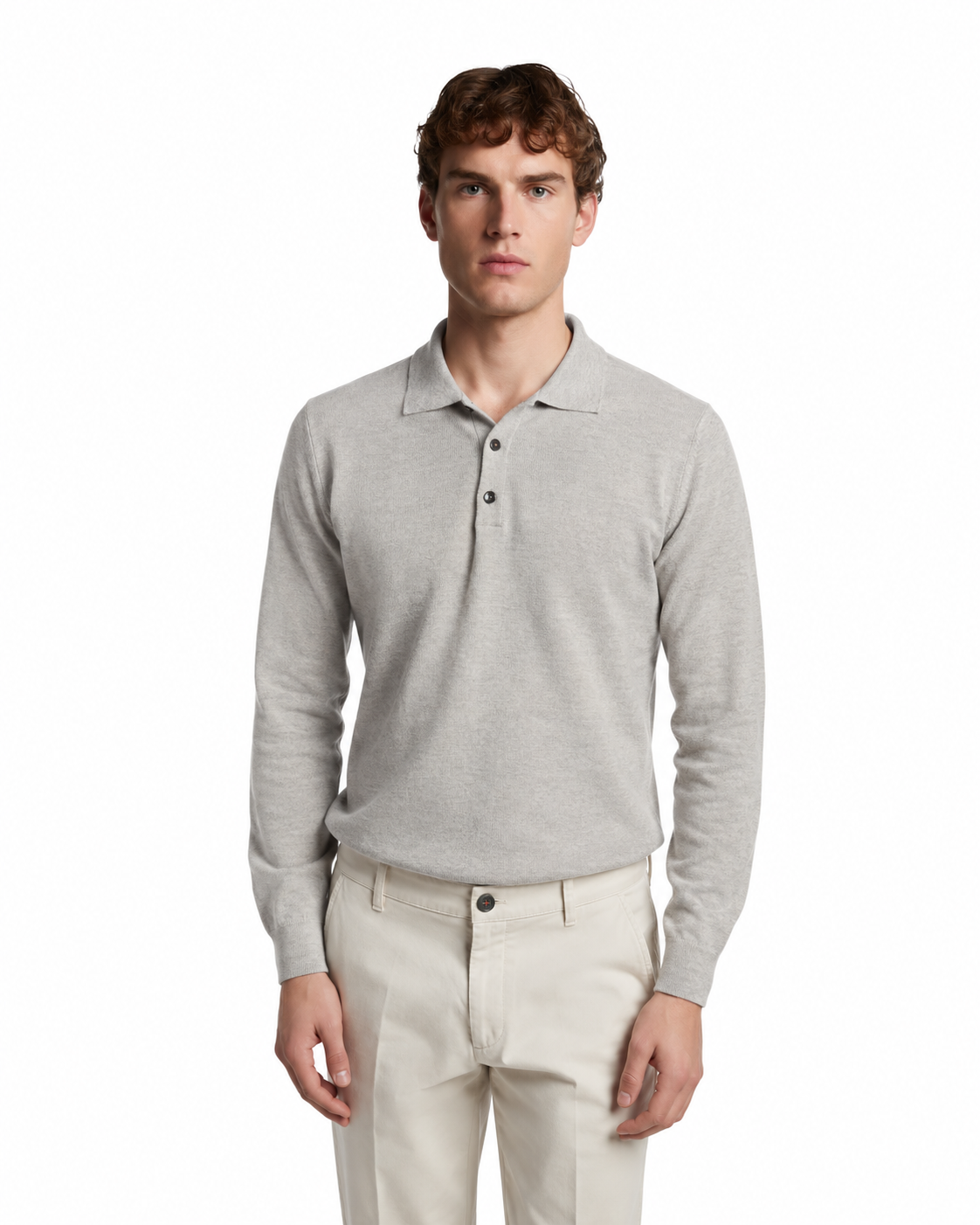Polo Rovigo de lana Tollegno gris