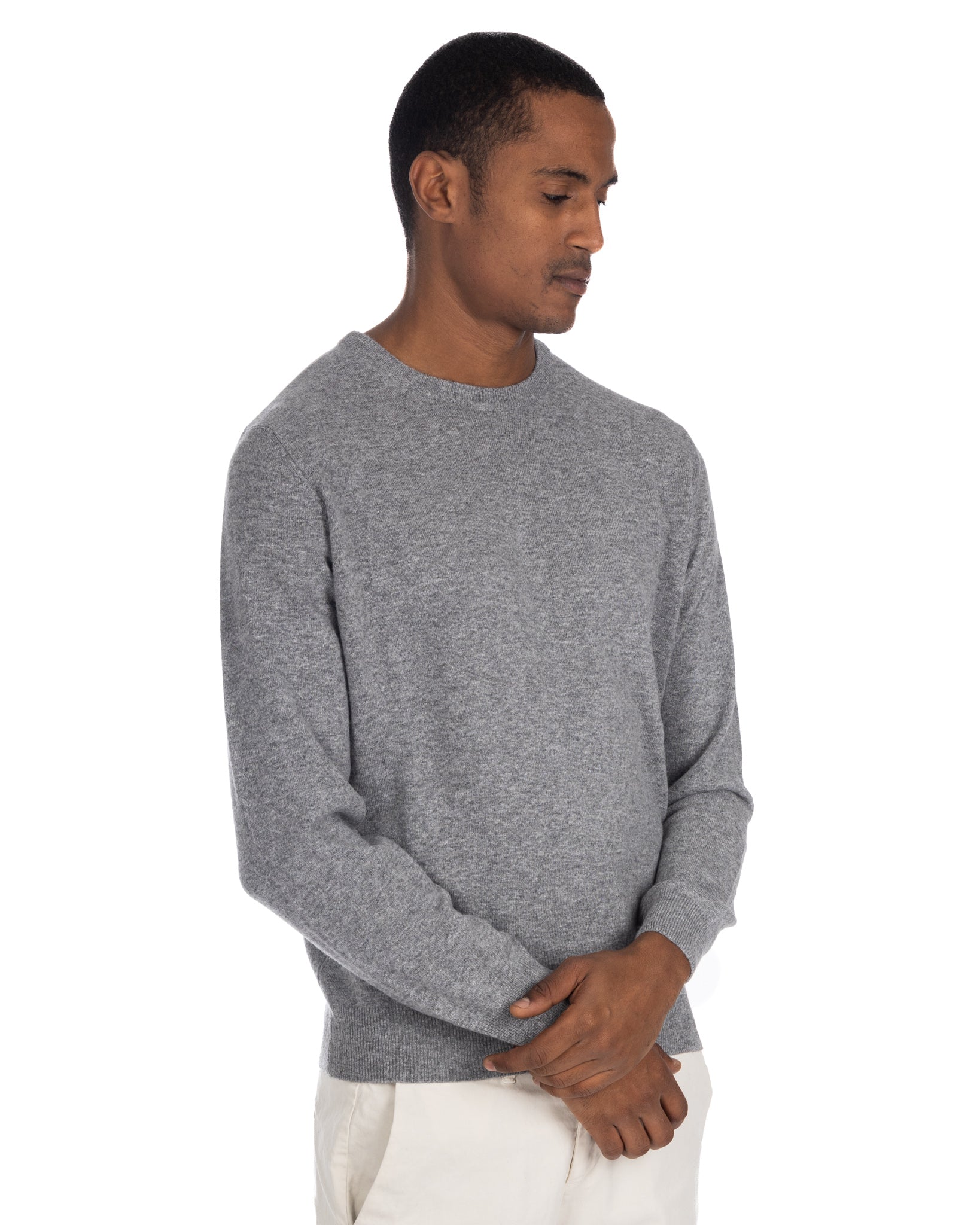 Dustin - gray cashmere blend crew neck sweater