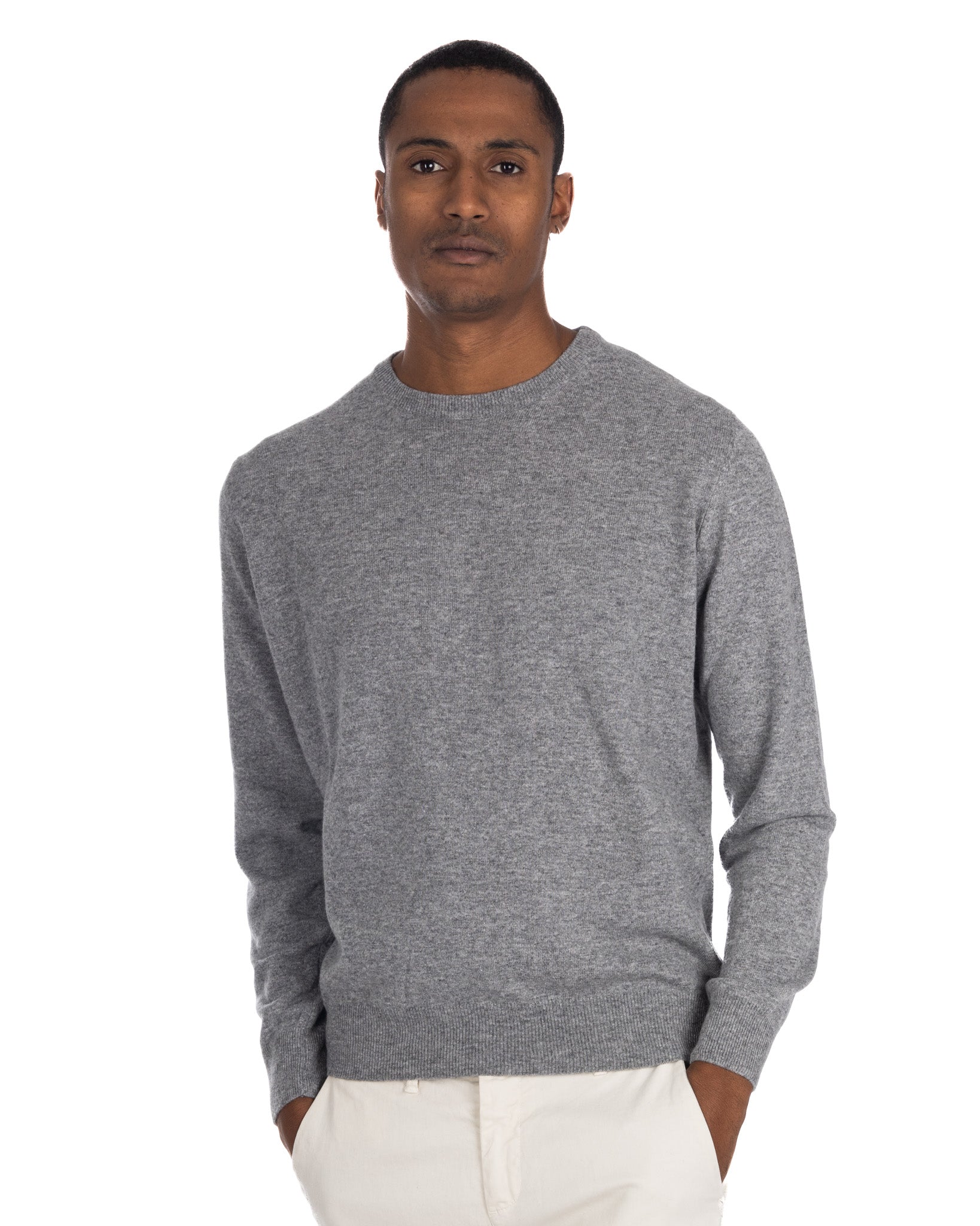 Dustin - gray cashmere blend crew neck sweater