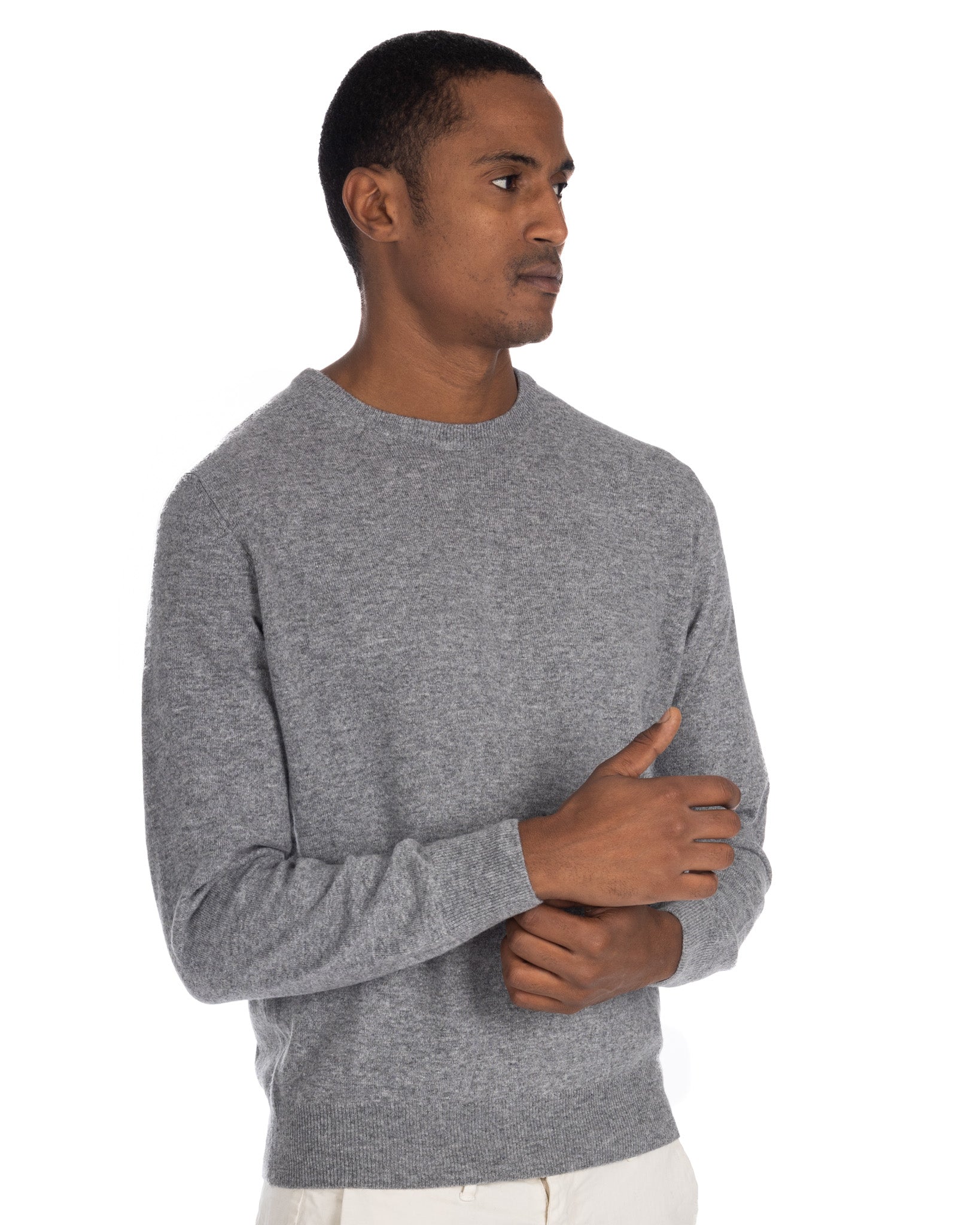 Dustin - gray cashmere blend crew neck sweater