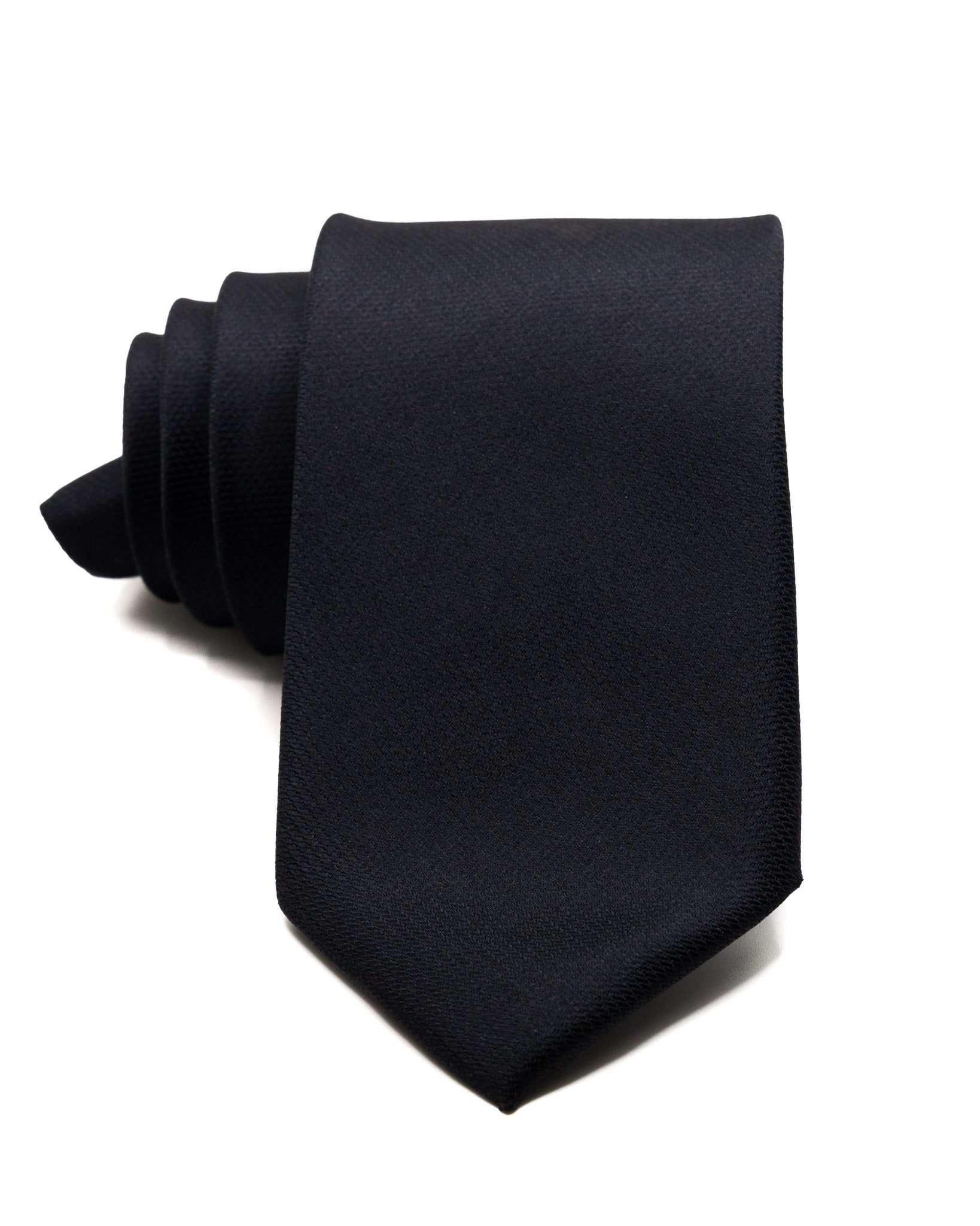 Cravate - en soie texturée noire