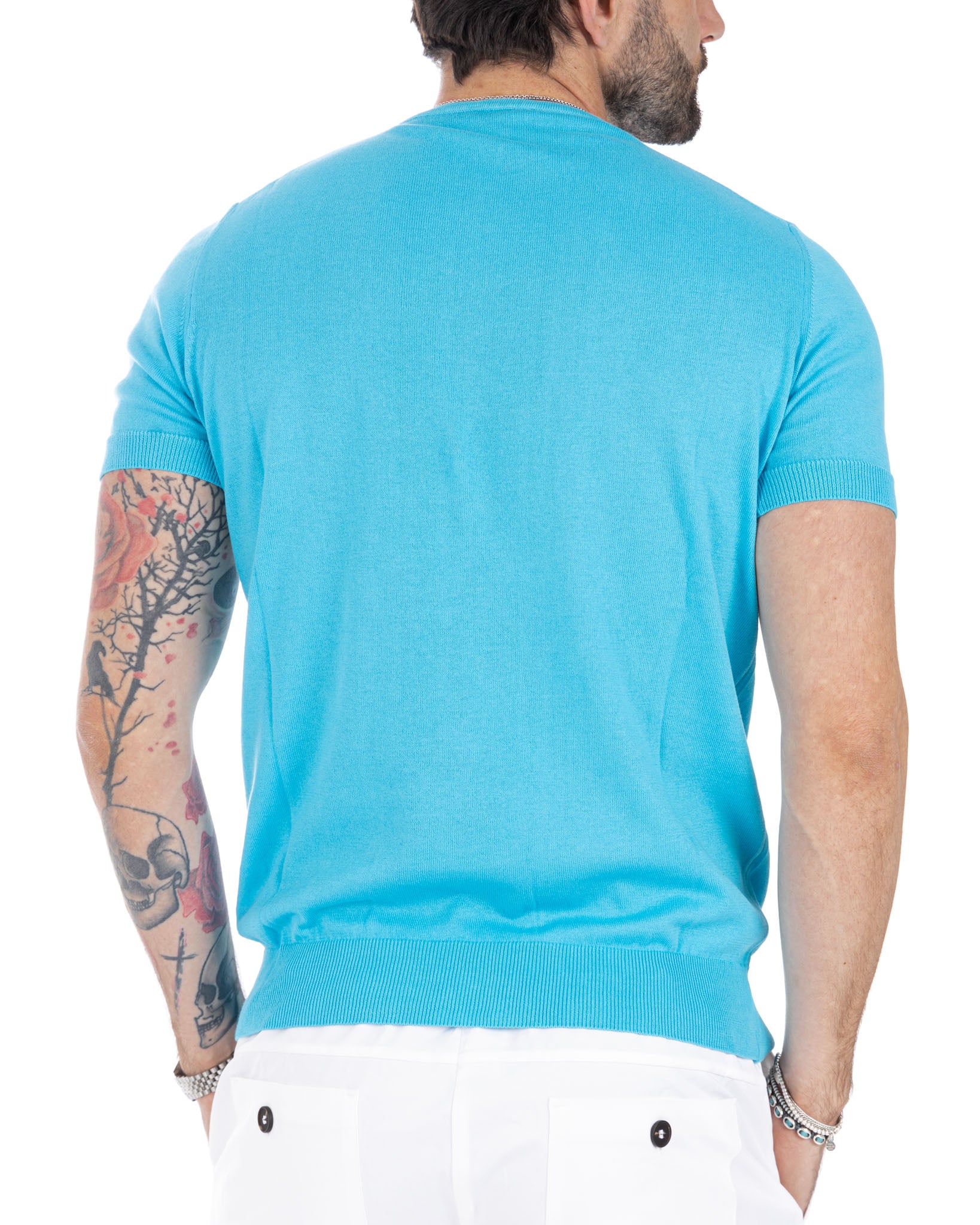 Jannik - turquoise knitted t-shirt