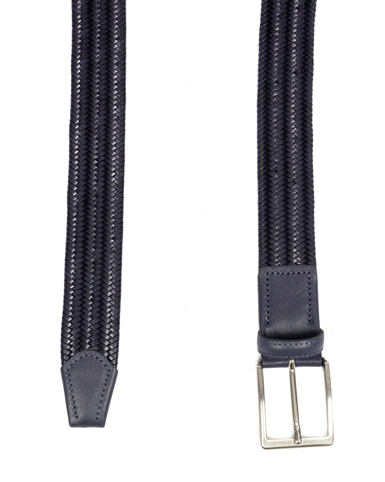 Montalcino - blue narrow weave leather belt