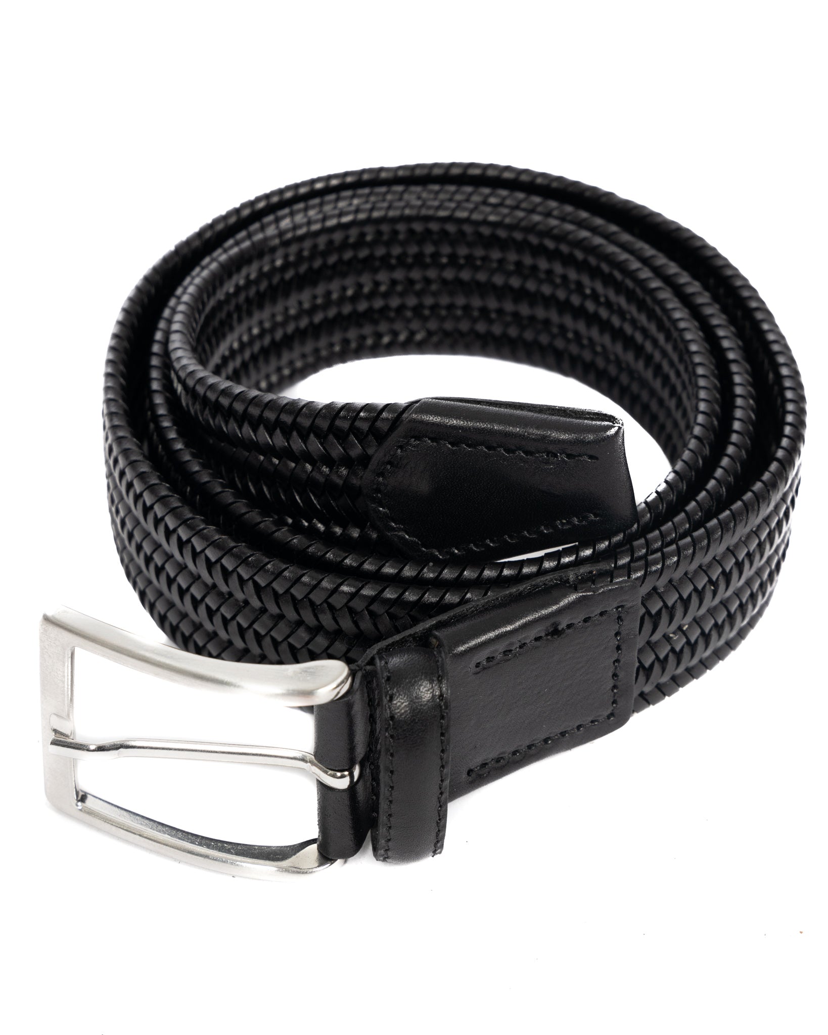 Montalcino - black narrow weave leather belt