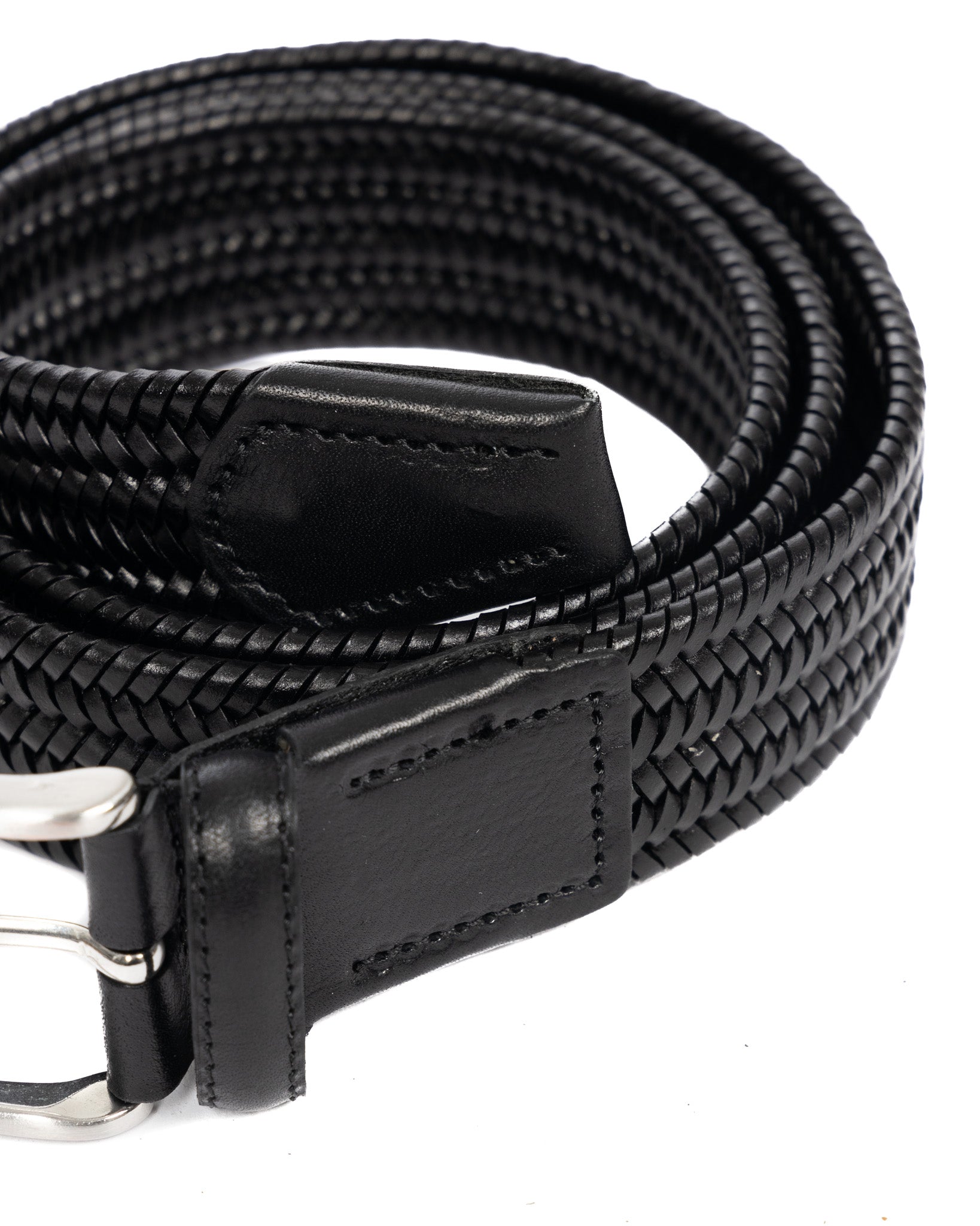 Montalcino - ceinture en cuir à tissage étroit noir