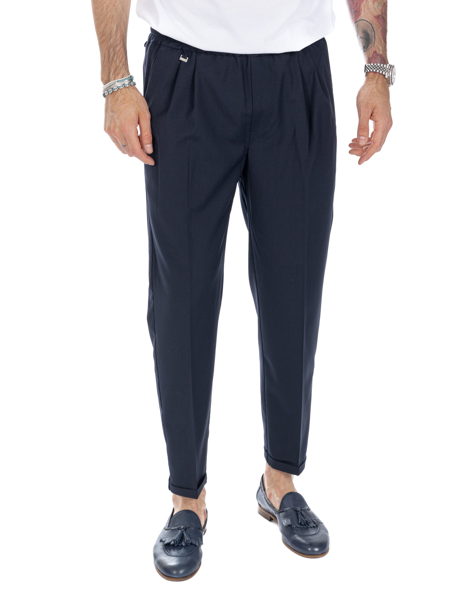 Larry - blue wool blend trousers