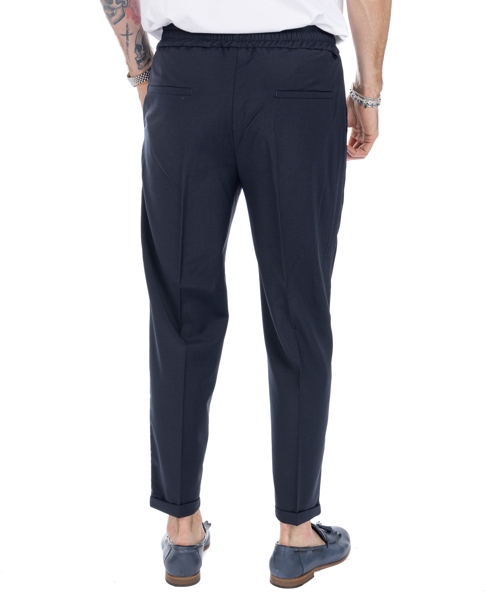 Larry - pantalaccio blu in misto lana