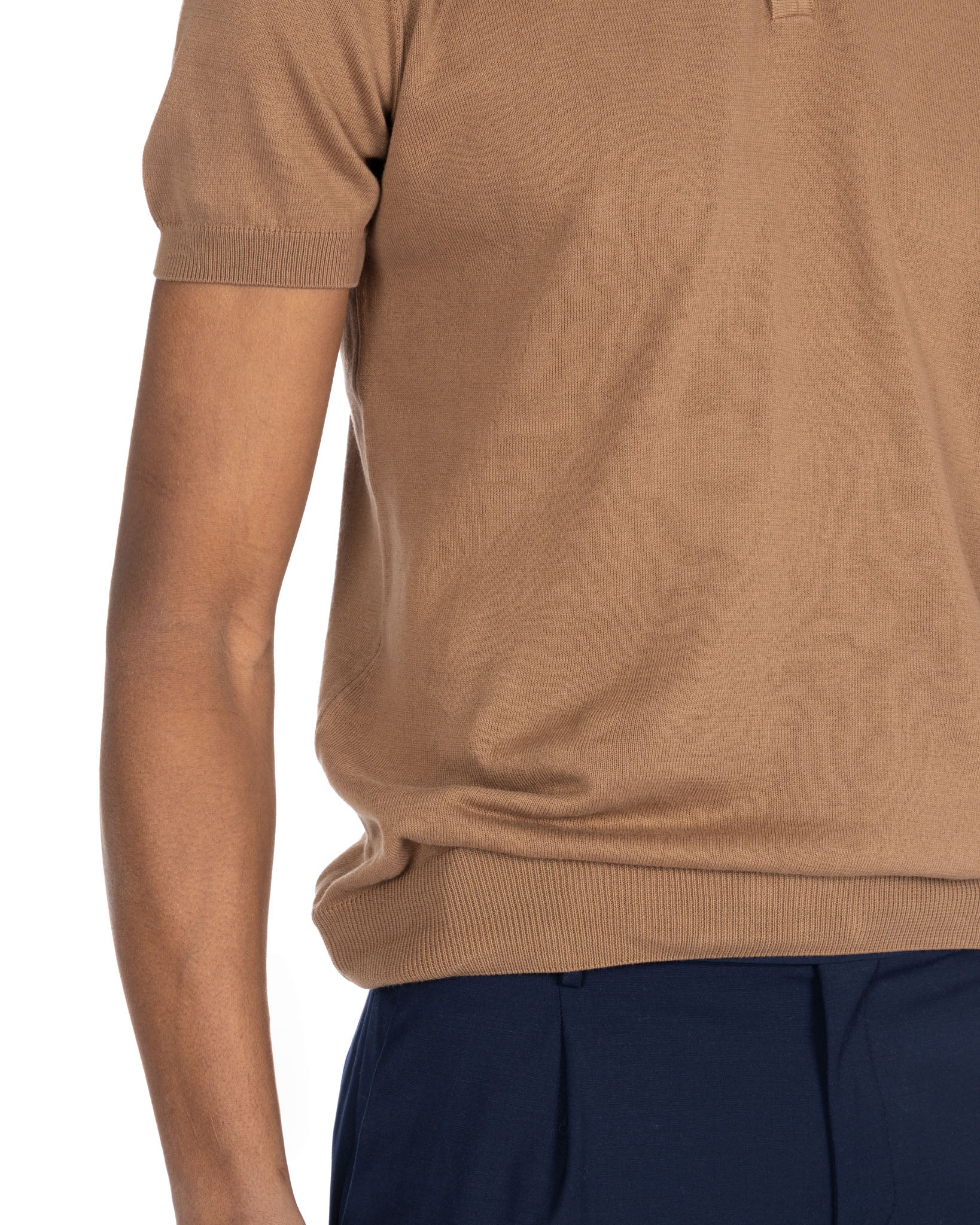 Roger - polo cammello in maglia