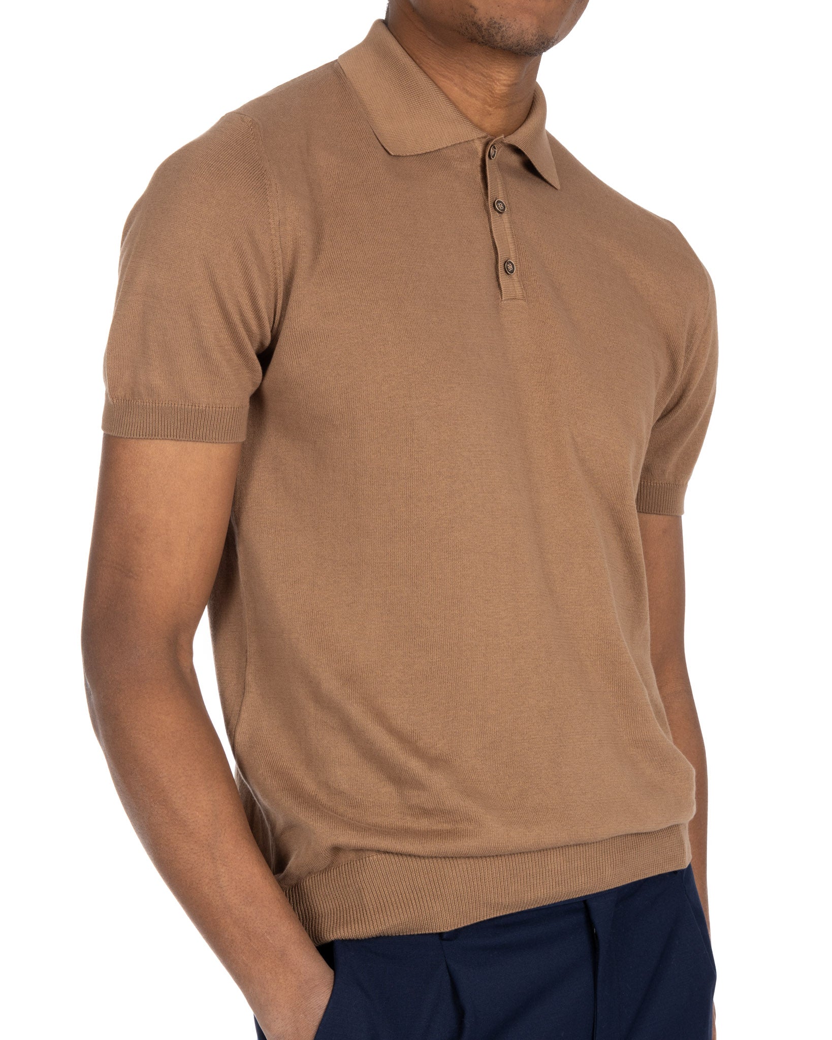 Roger - camel knit polo