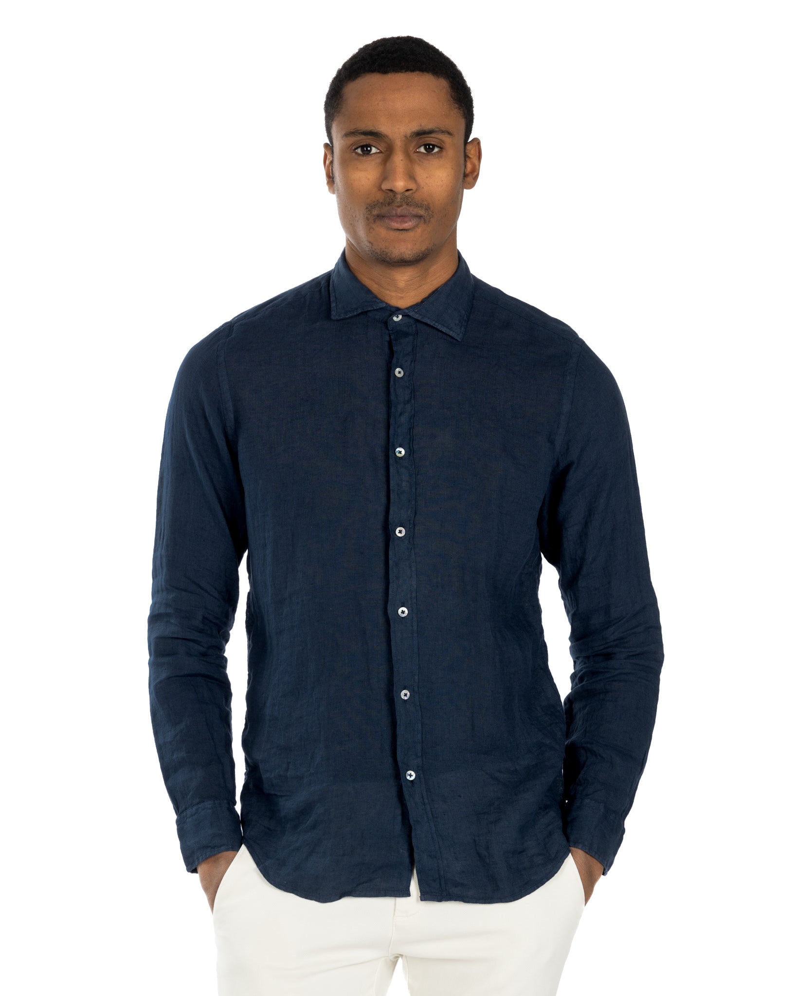 Montecarlo - blue pure linen shirt