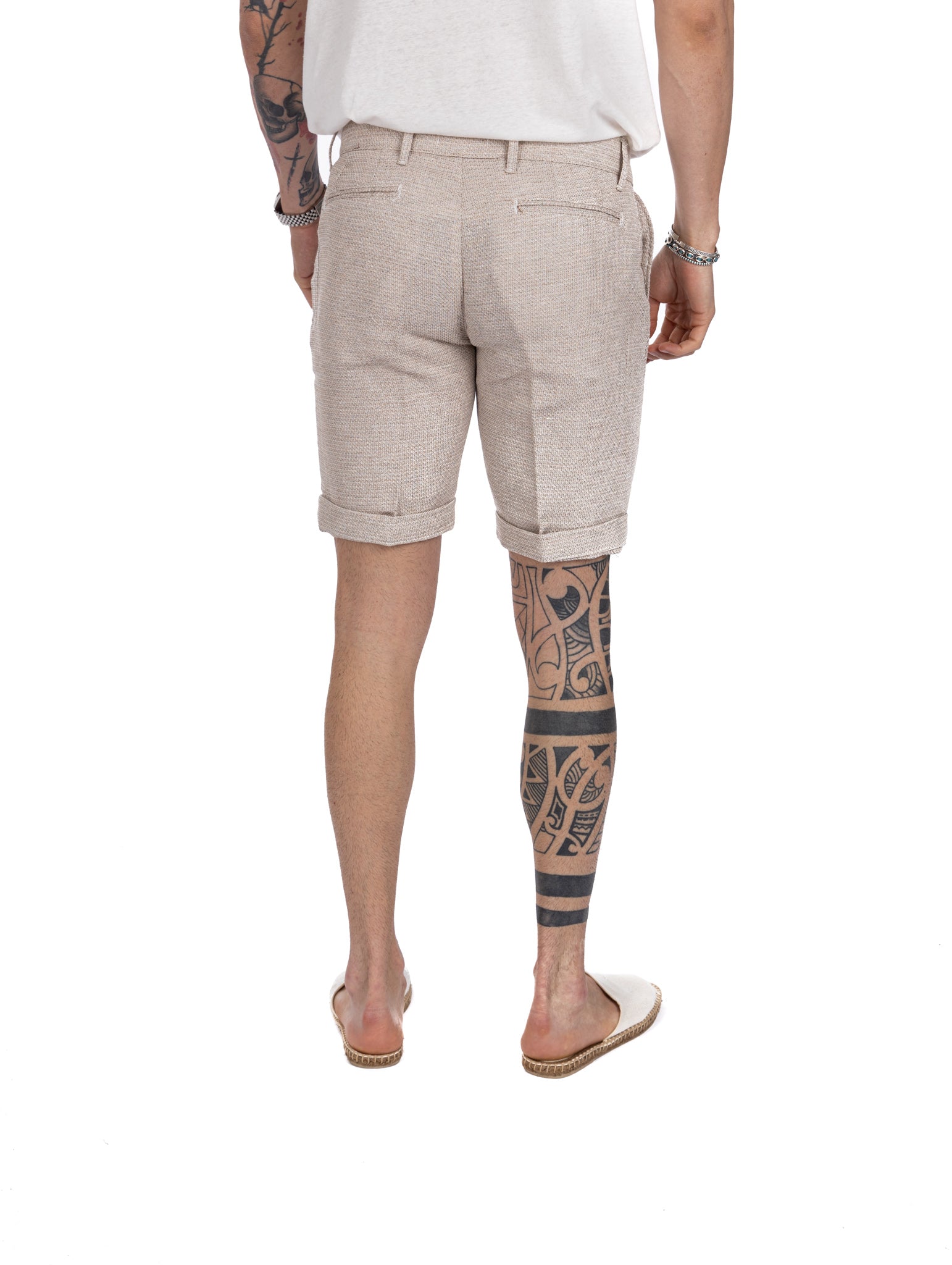 Locorotondo - linen and cotton twine Bermuda shorts