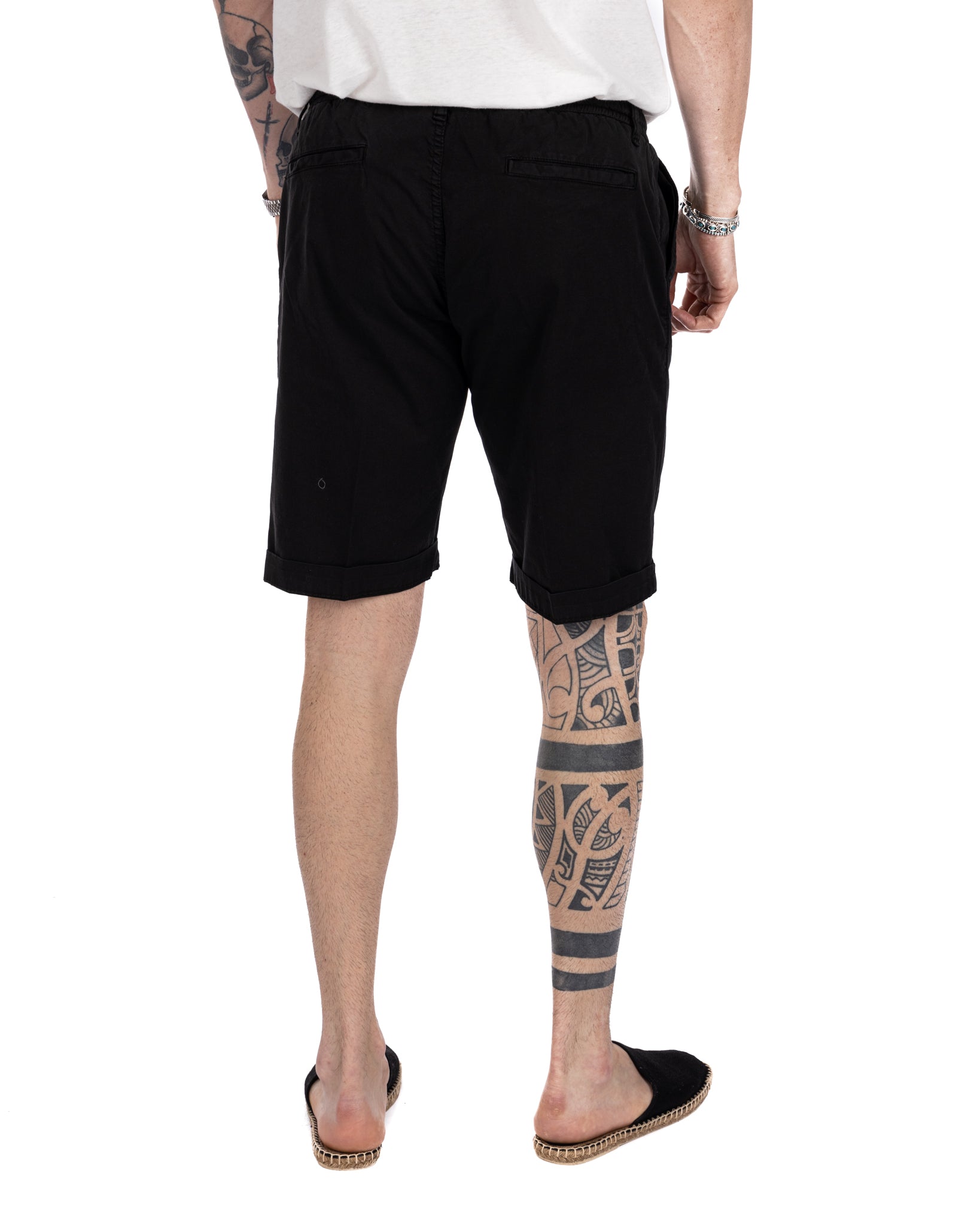 Barbuda - black cotton Bermuda shorts