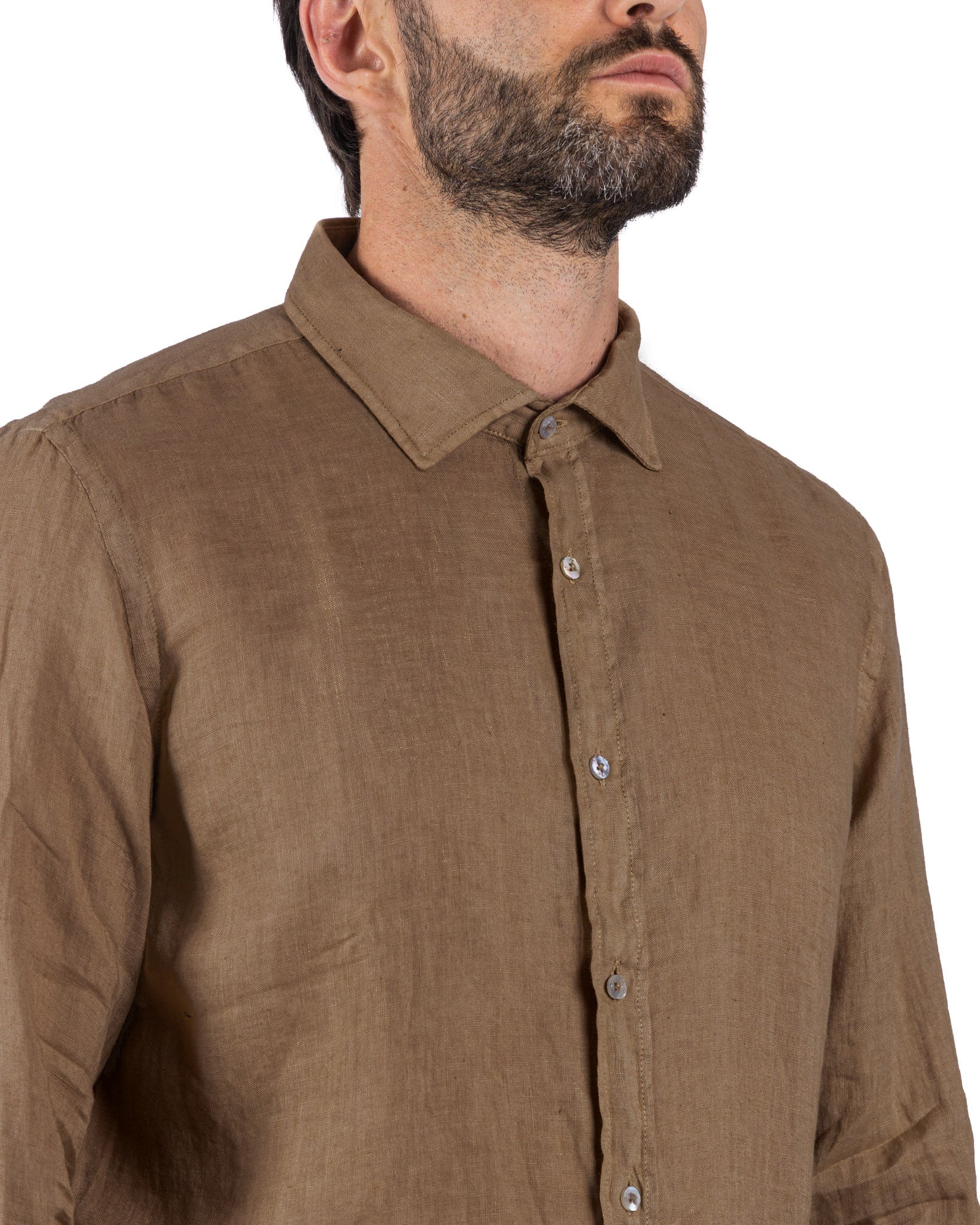 Montecarlo - camel pure linen shirt
