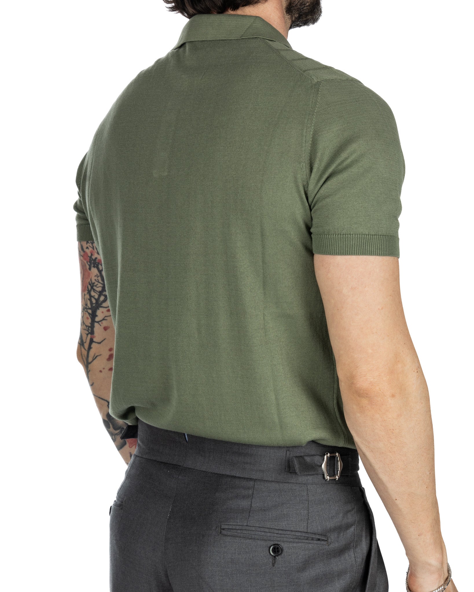 Rafael - khaki ribbed knit polo