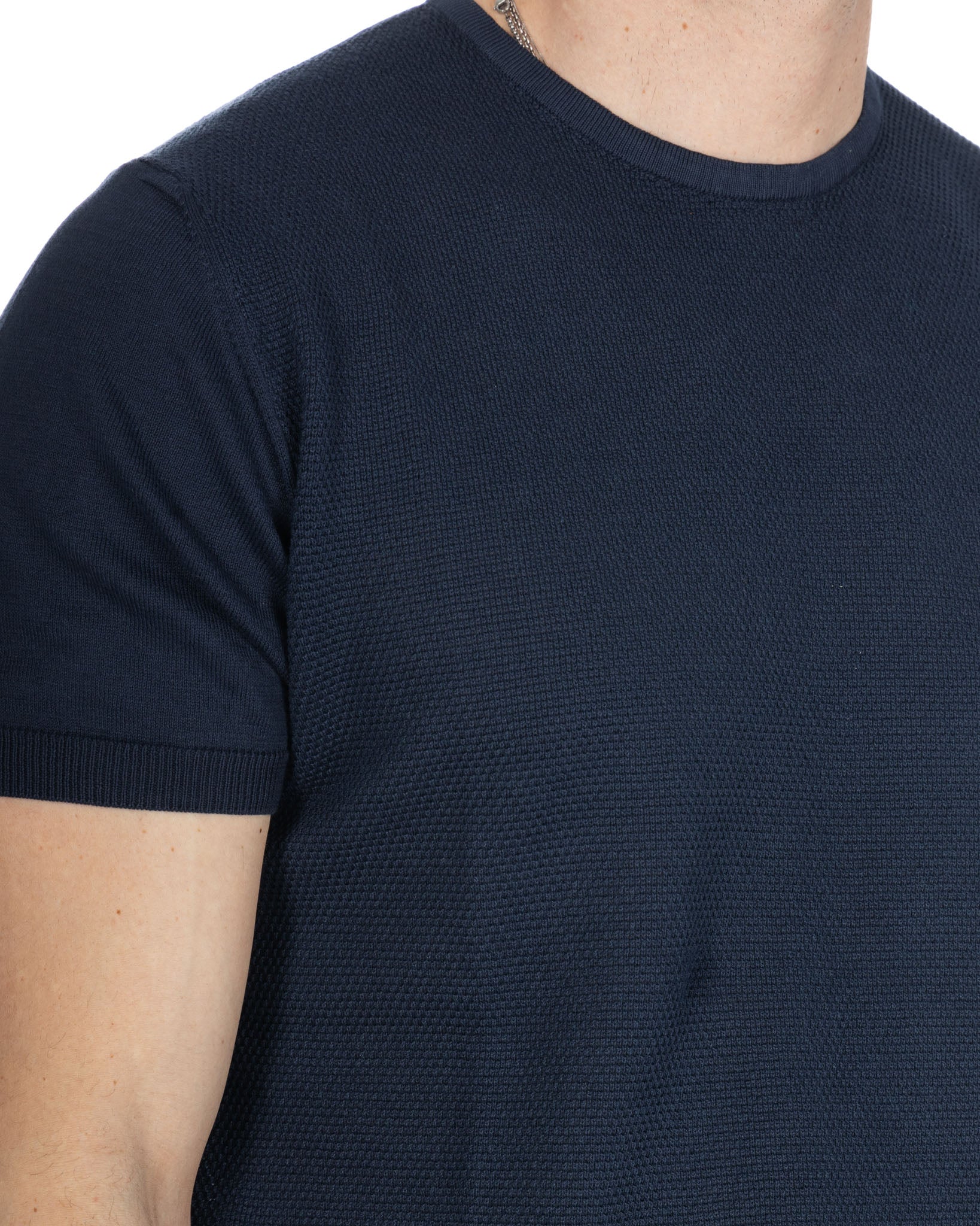 Lorenzo - t-shirt en maille jacquard bleu