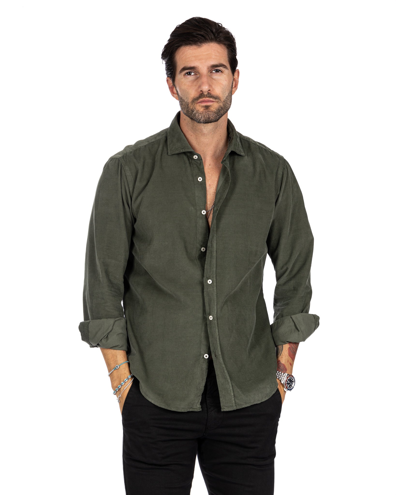 Vega - camicia militare in velluto mille righe