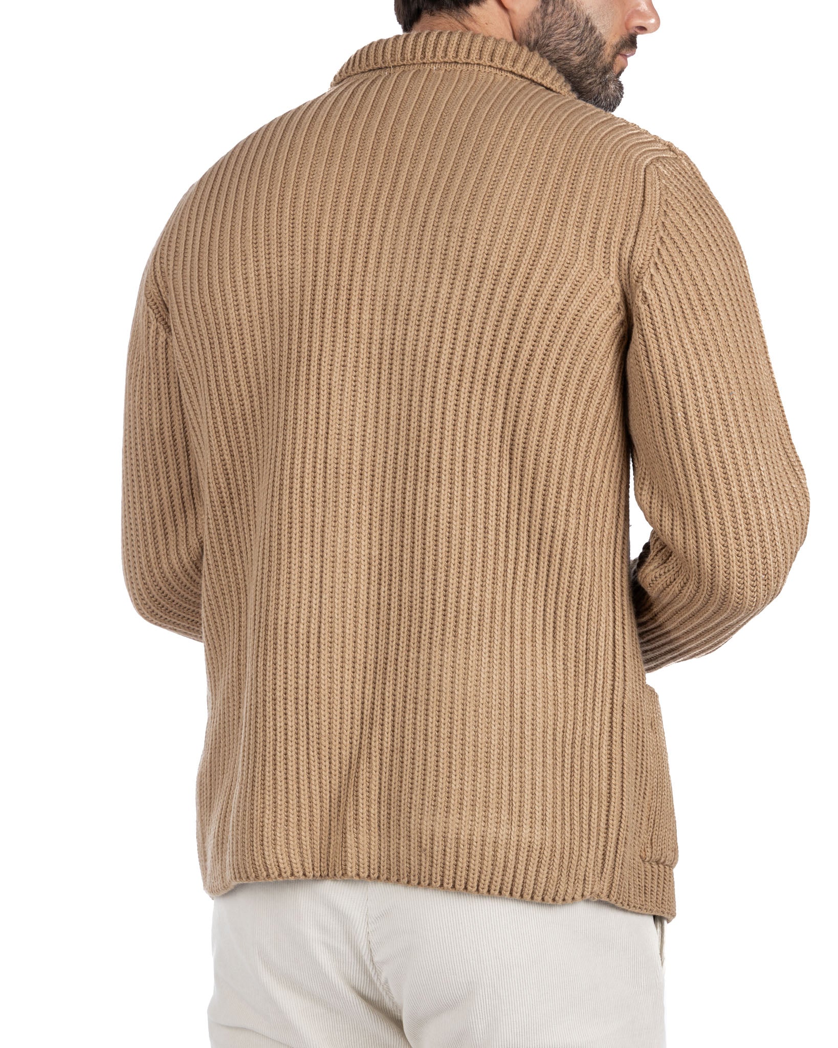 Richard - cardigan in maglia a coste cammello