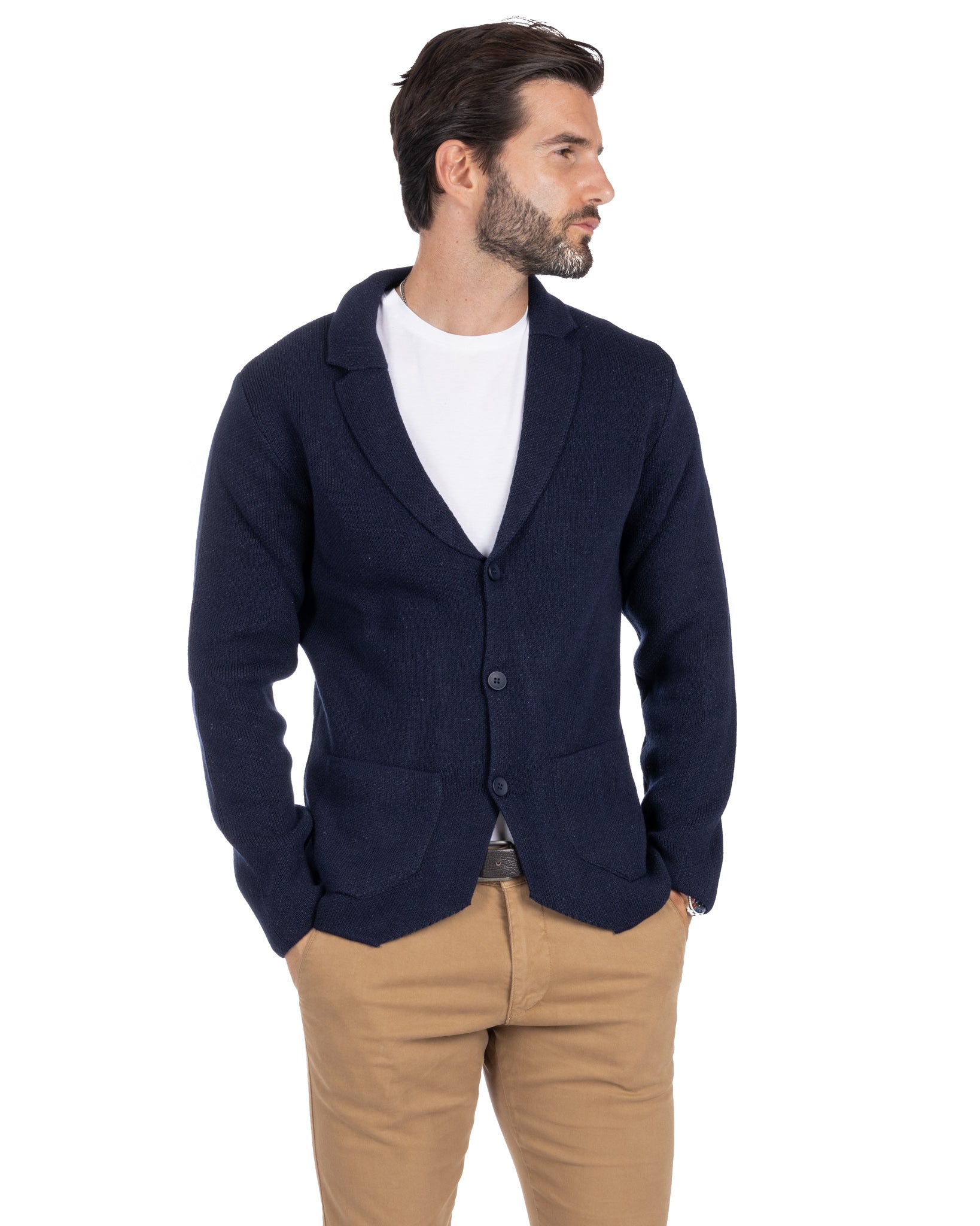 Laurent - cardigan bleu en maille