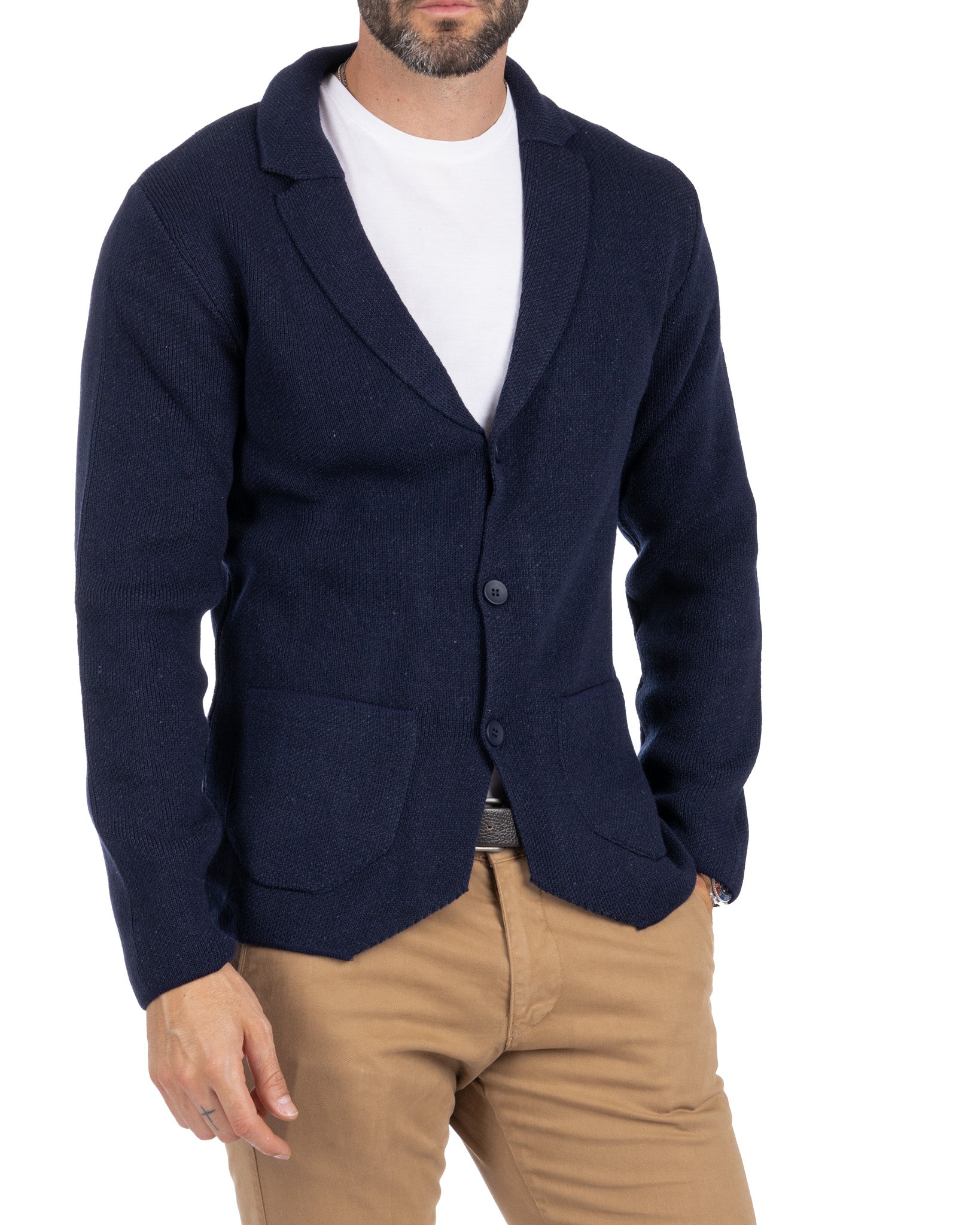 Laurent - cardigan in maglia blu