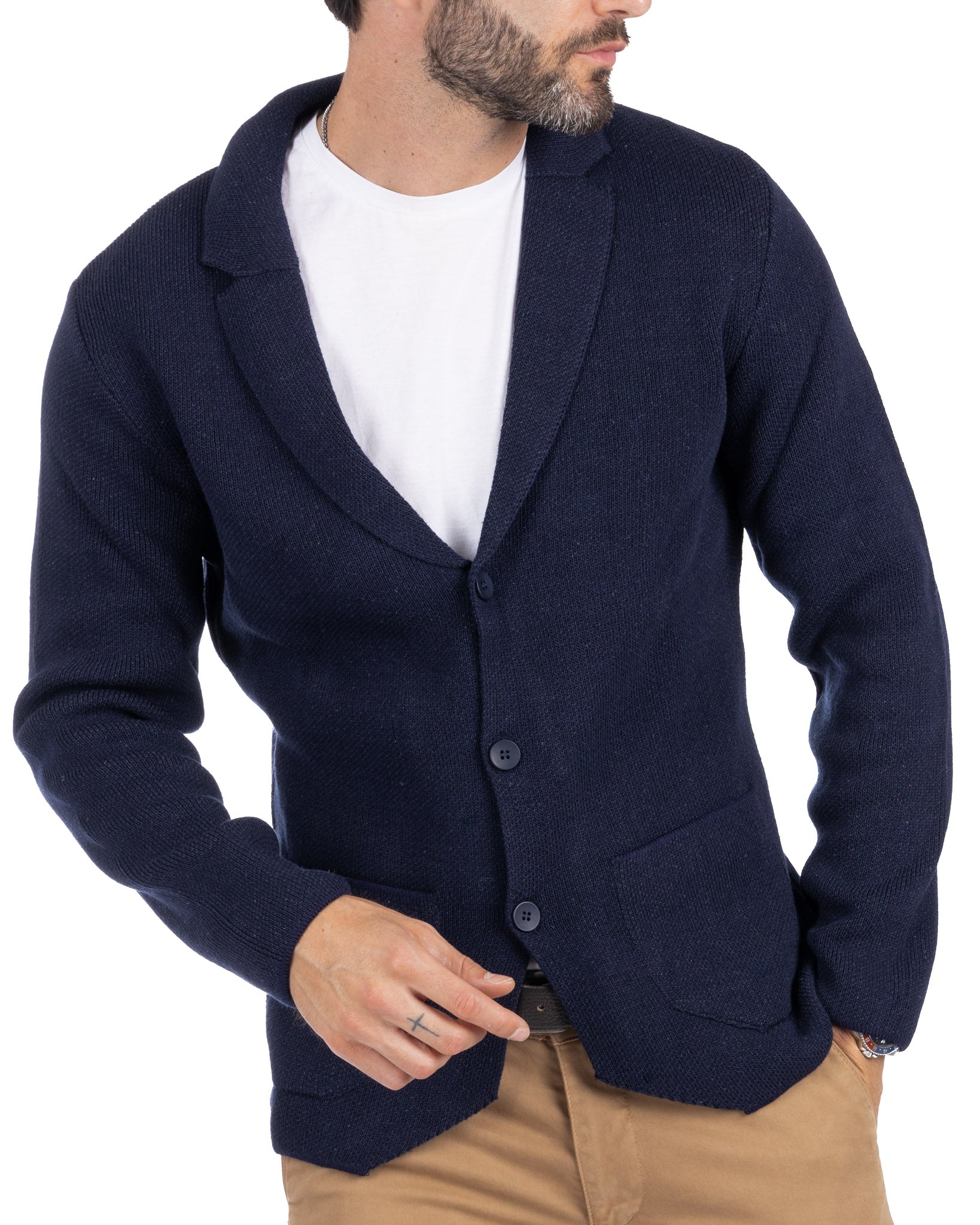 Laurent - cardigan in maglia blu