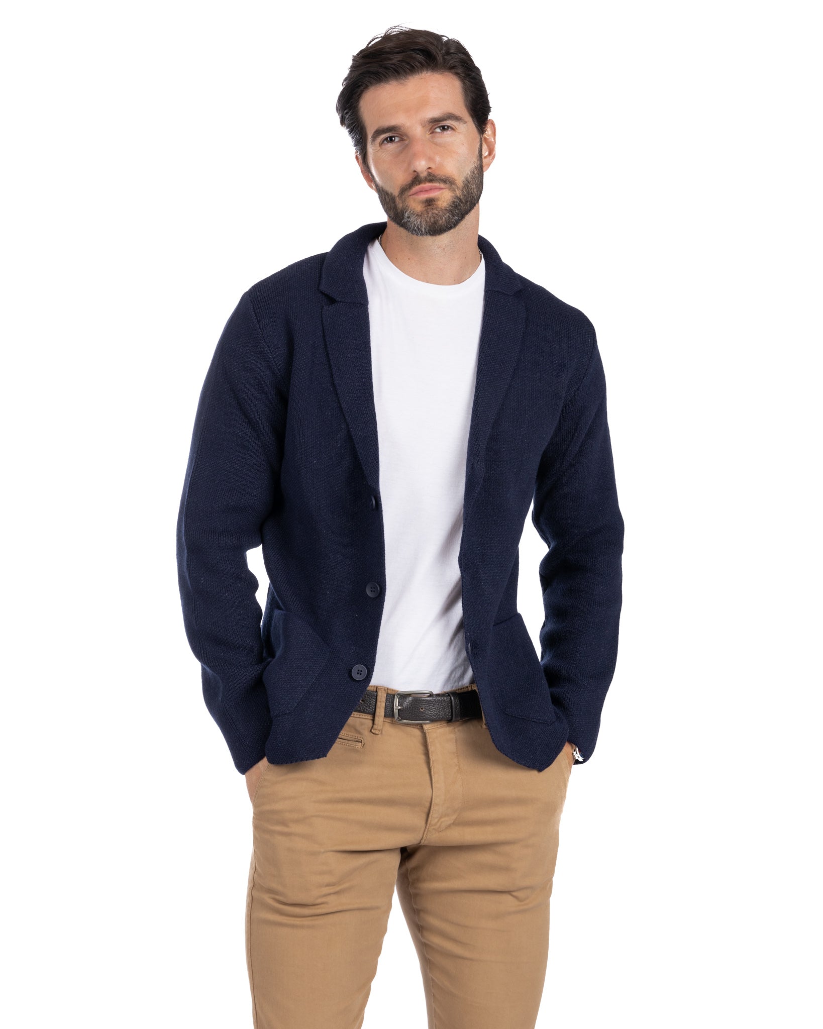 Laurent - cardigan bleu en maille