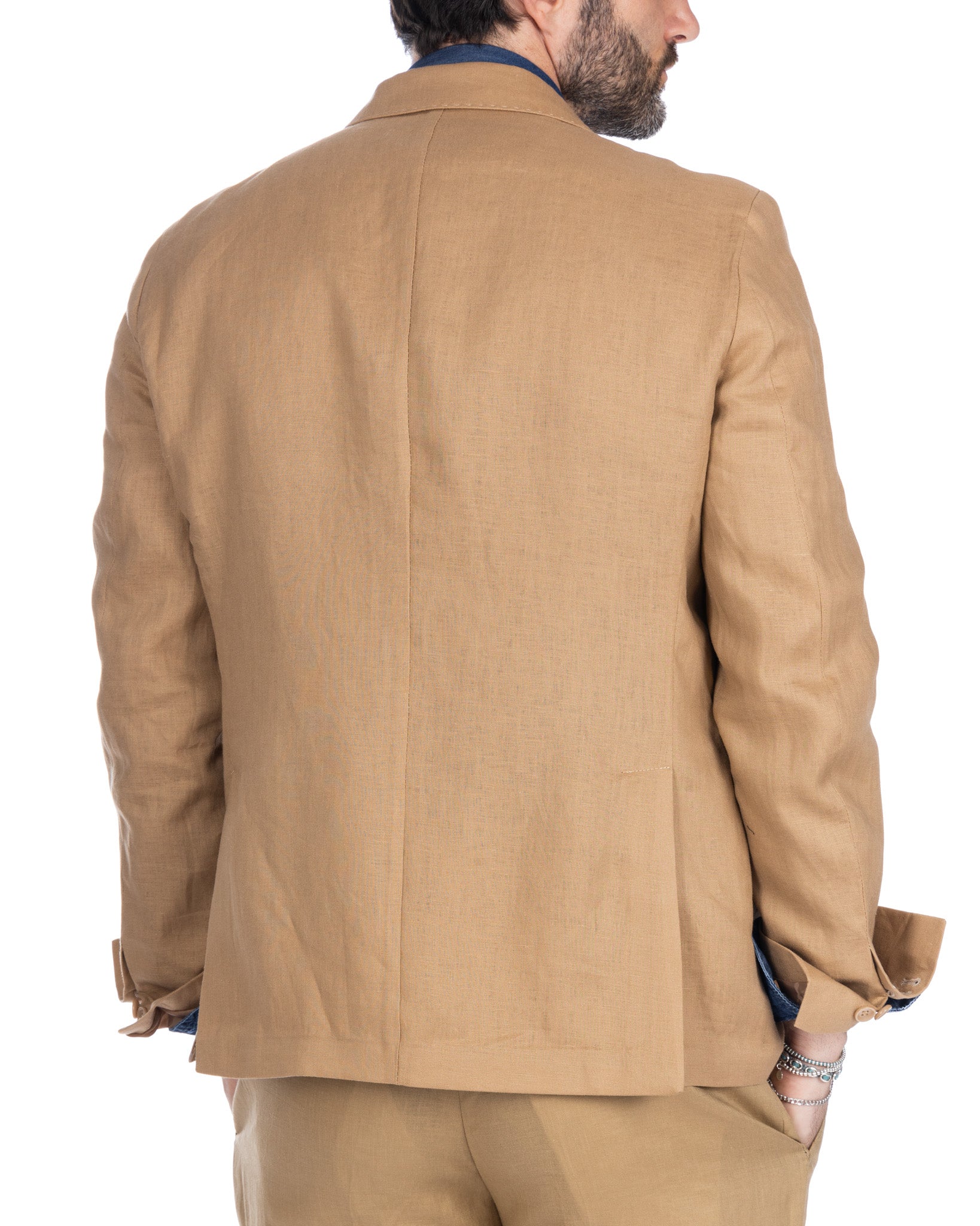 Baunei e Sorso - beige linen double-breasted suit