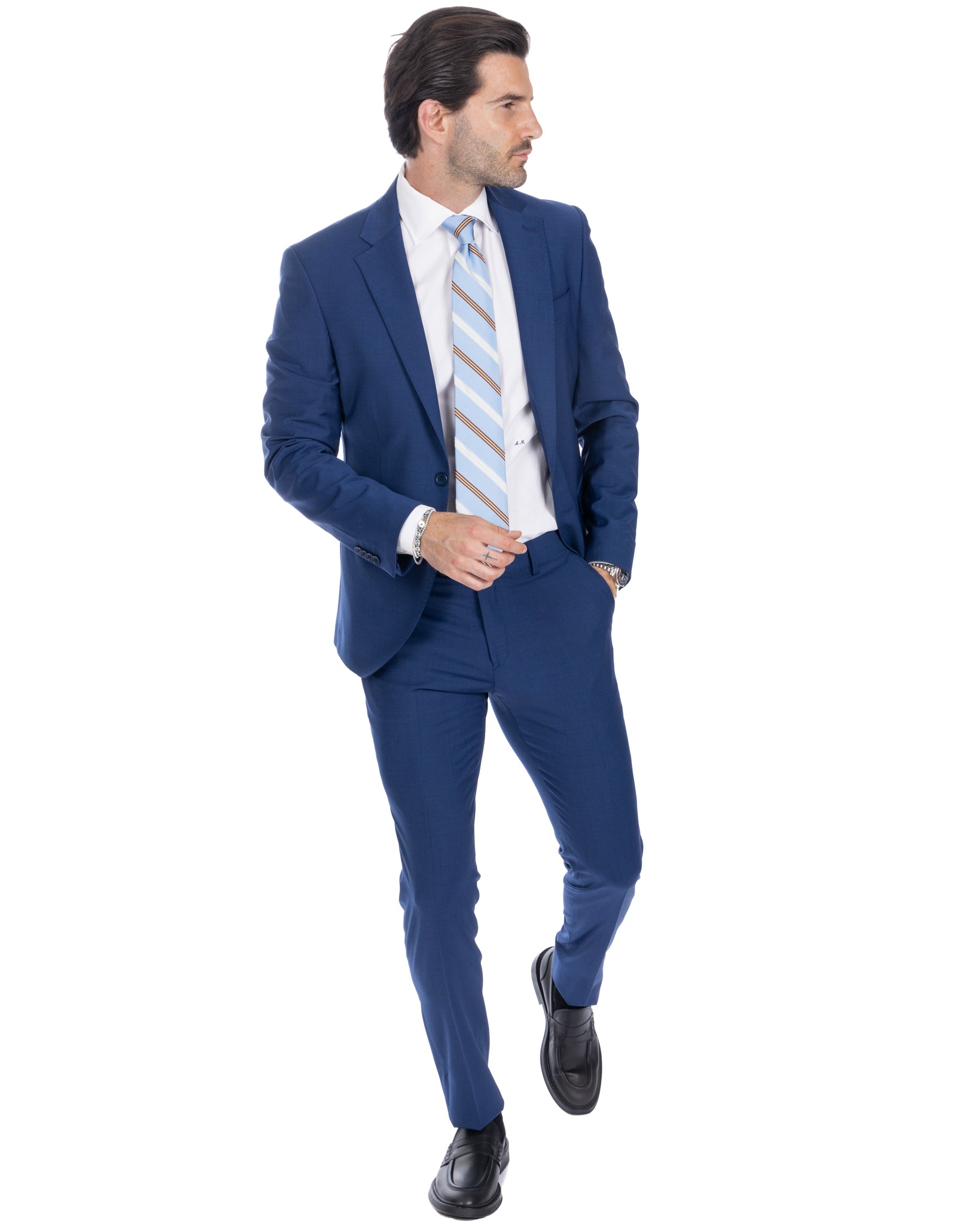 New york - cornflower blue wool single-breasted suit