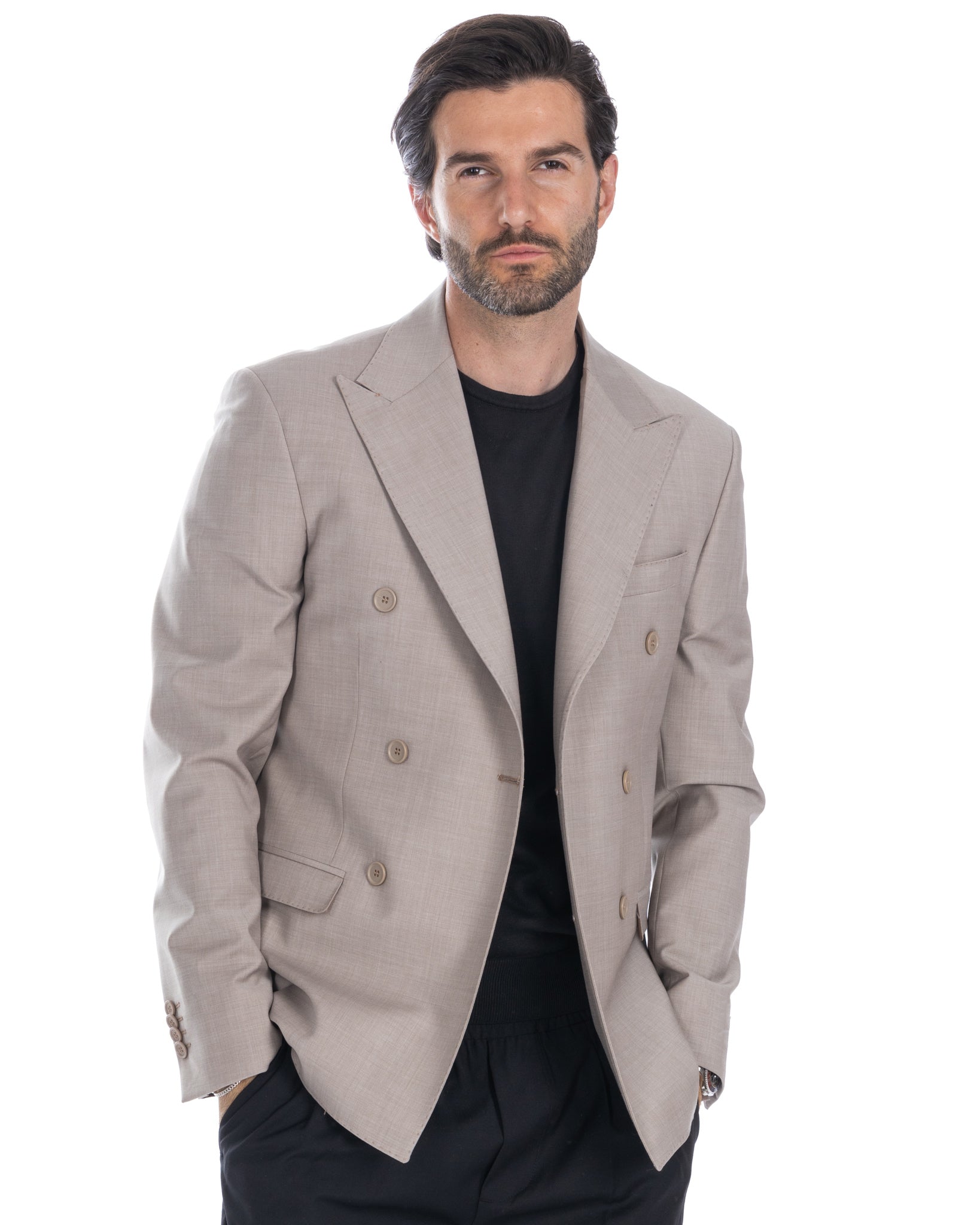 Brooklyn - beige double-breasted wool jacket