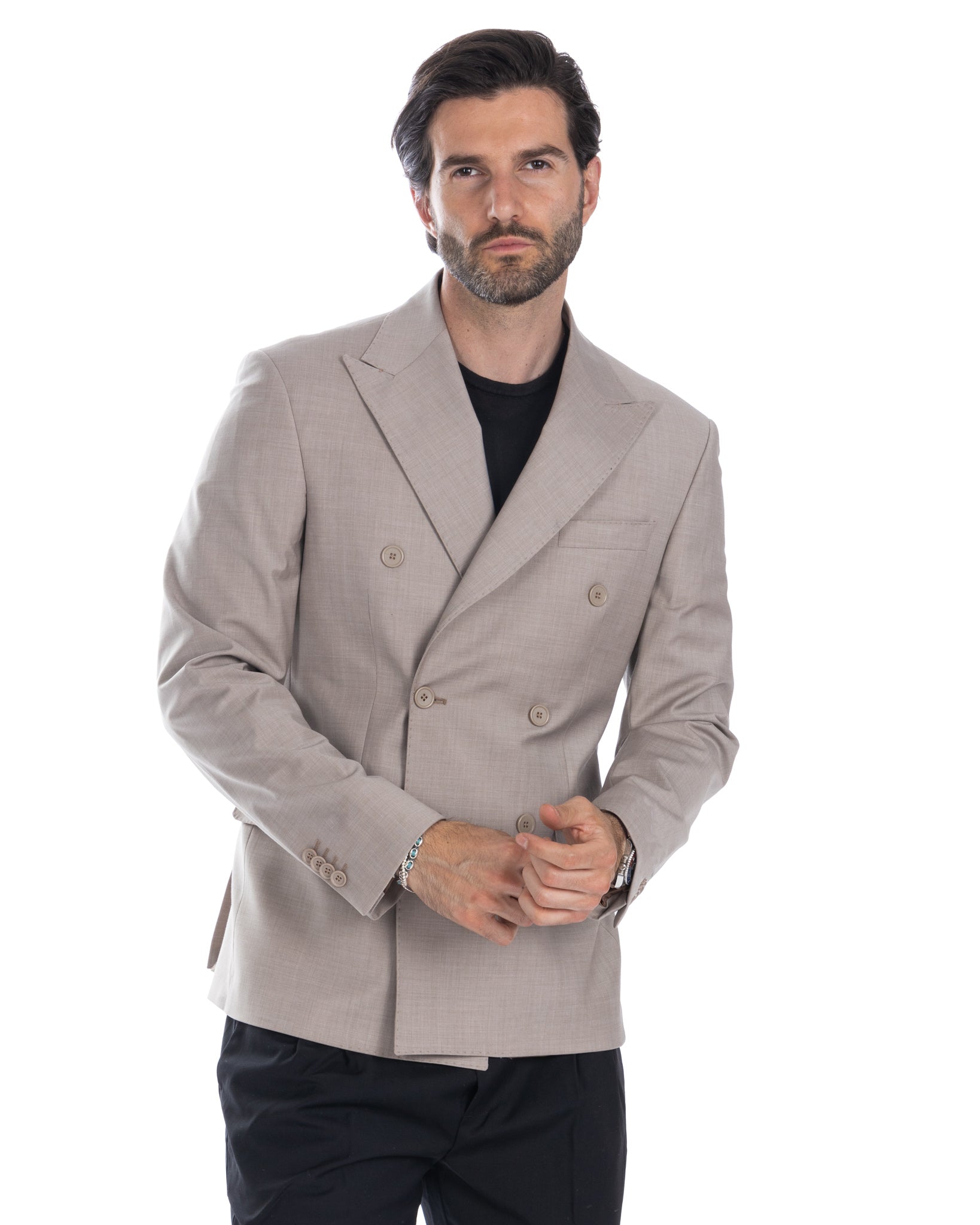 Brooklyn - beige double-breasted wool jacket