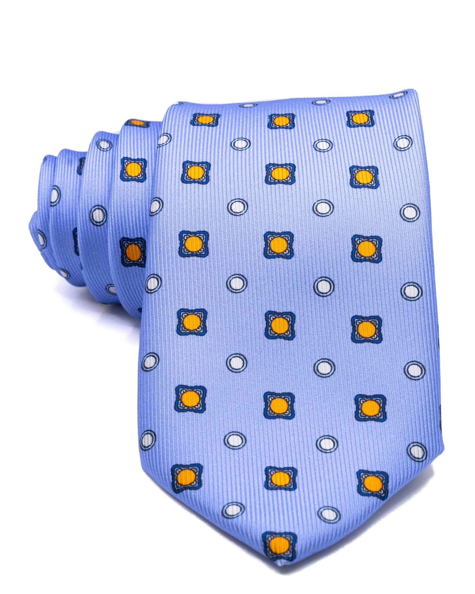 Tie - in blue woven silk