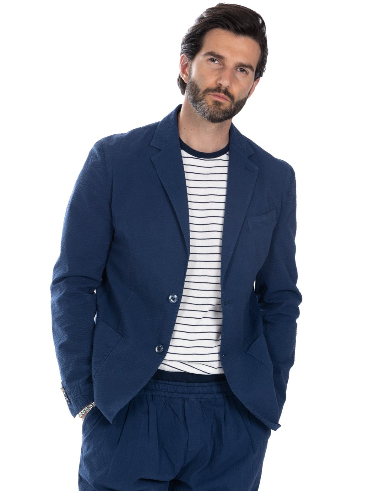 Adro - embossed blue jacket