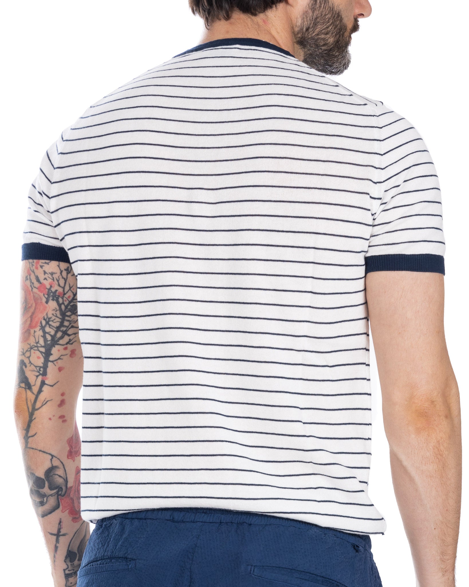 Corrado - t-shirt a maglia righe blu