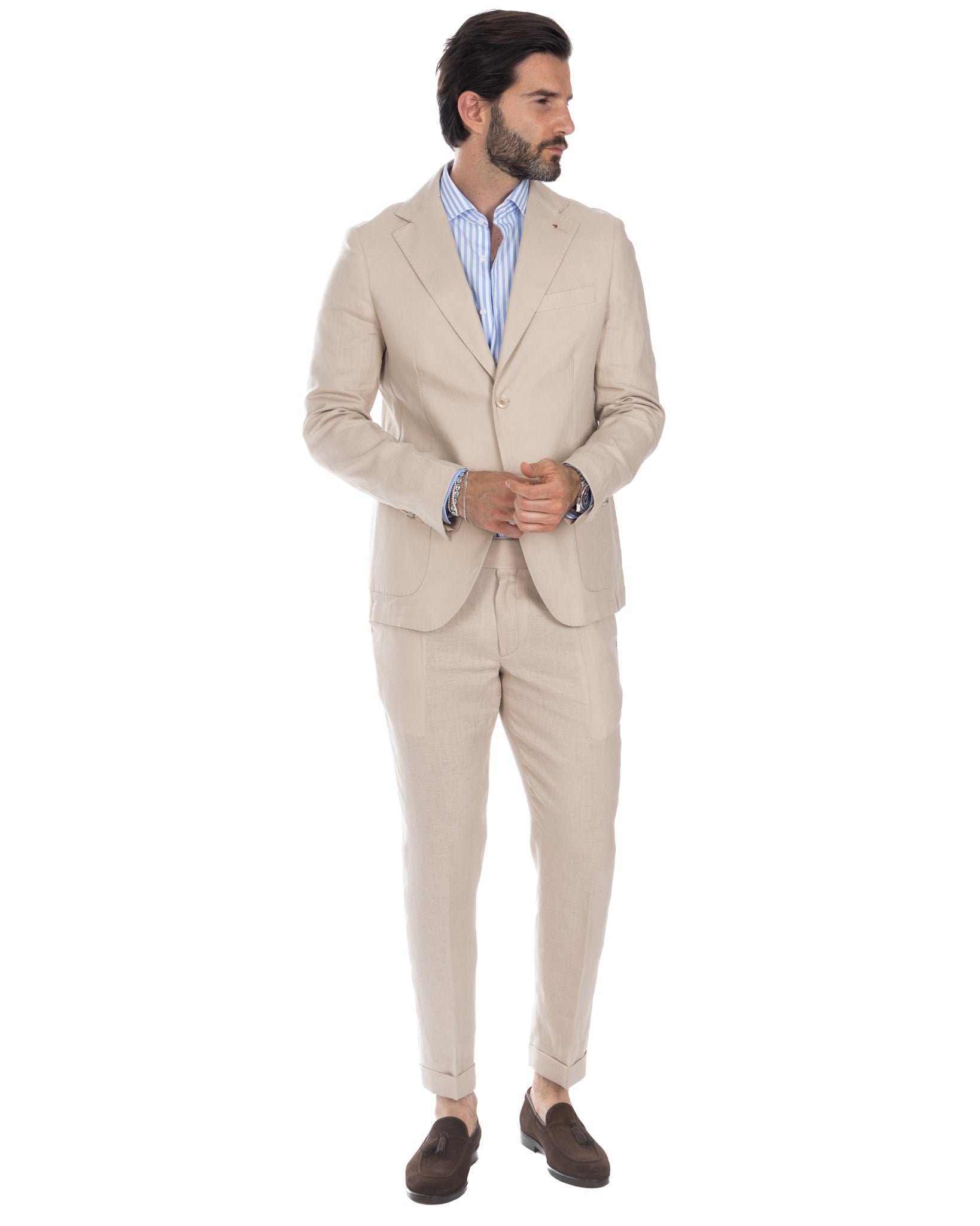 Bosa - single-breasted pure linen twine jacket