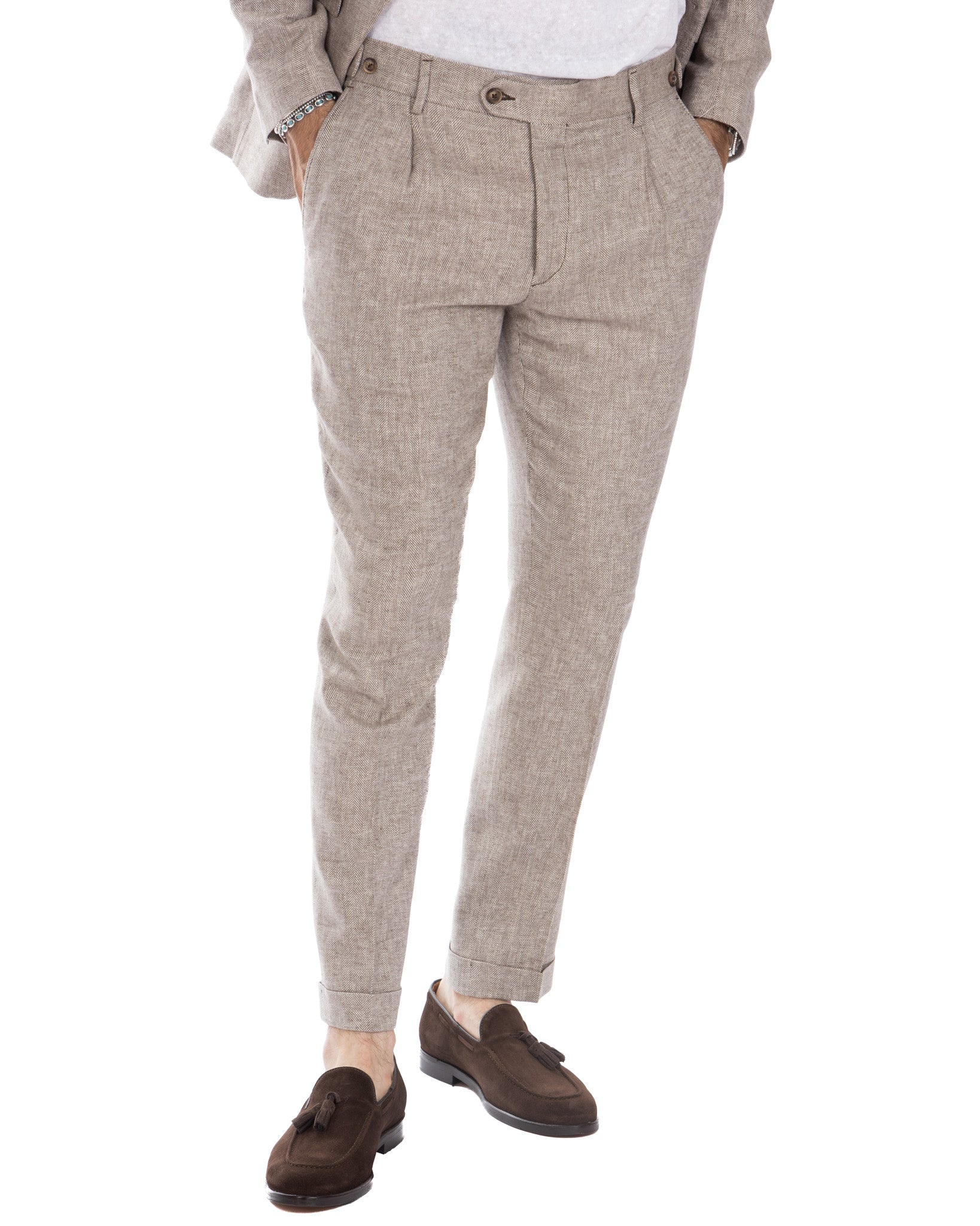 Moresco - herringbone mud trousers