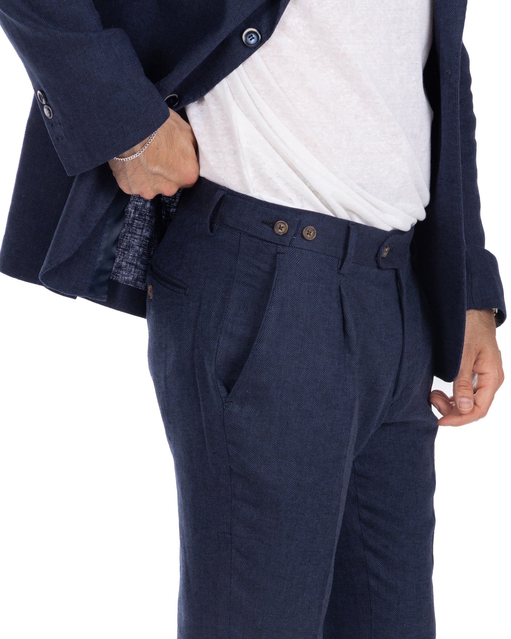 Moresco - pantalone blu spigato